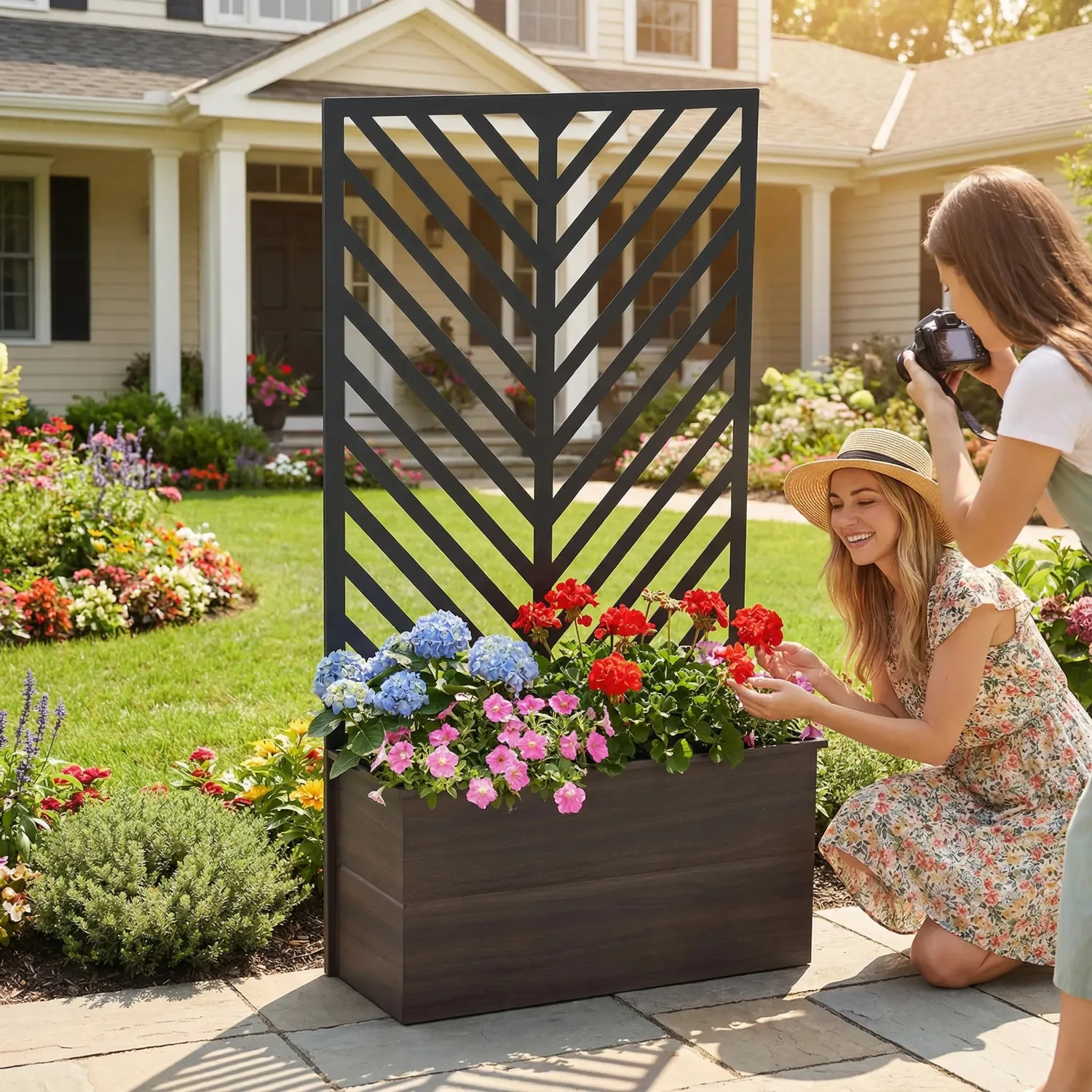 SUNJOY Raised Garden Bed with Trellis - Screen & Planter Box Combo — main image
