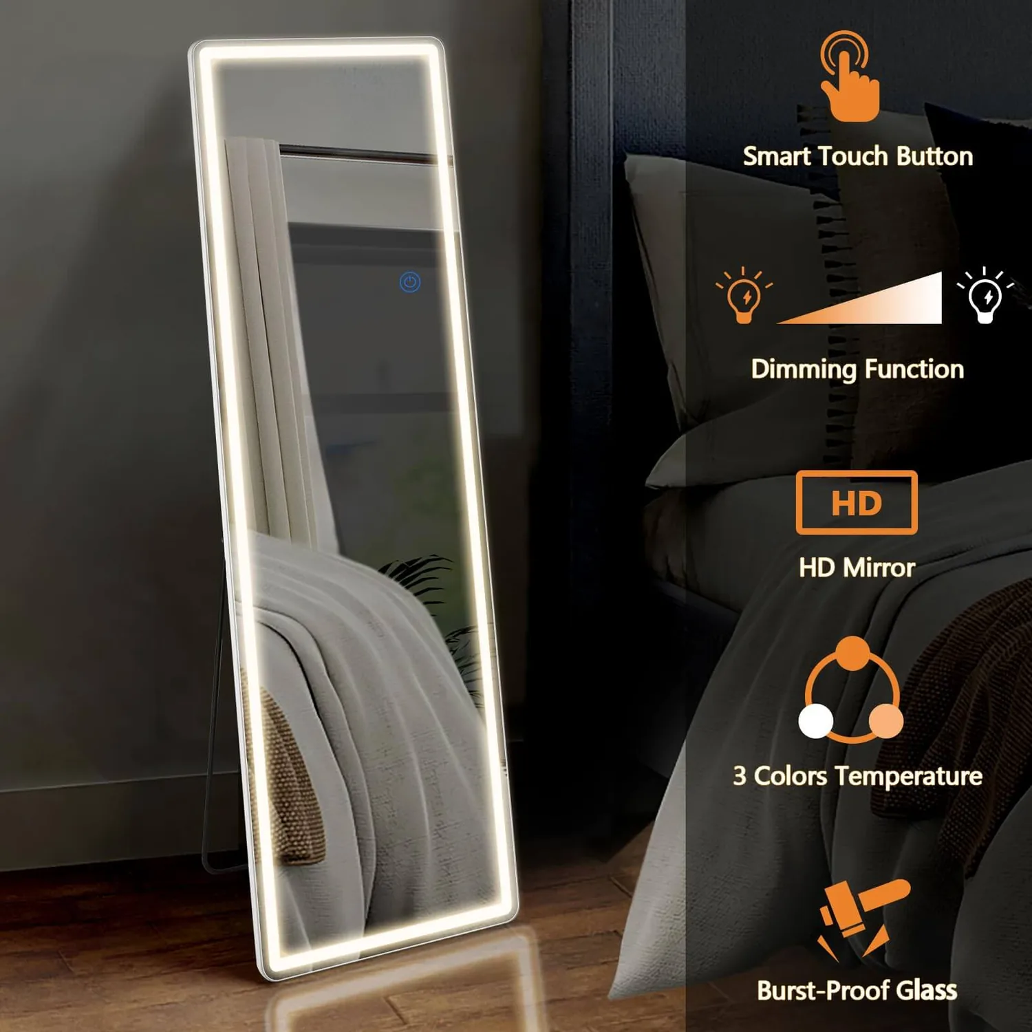 Sweetcrispy 3-Color LED Illuminated Mirror for Indoors — view 5