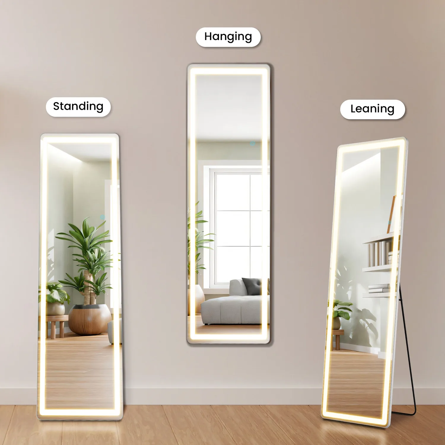Sweetcrispy 3-Color LED Illuminated Mirror for Indoors — view 6