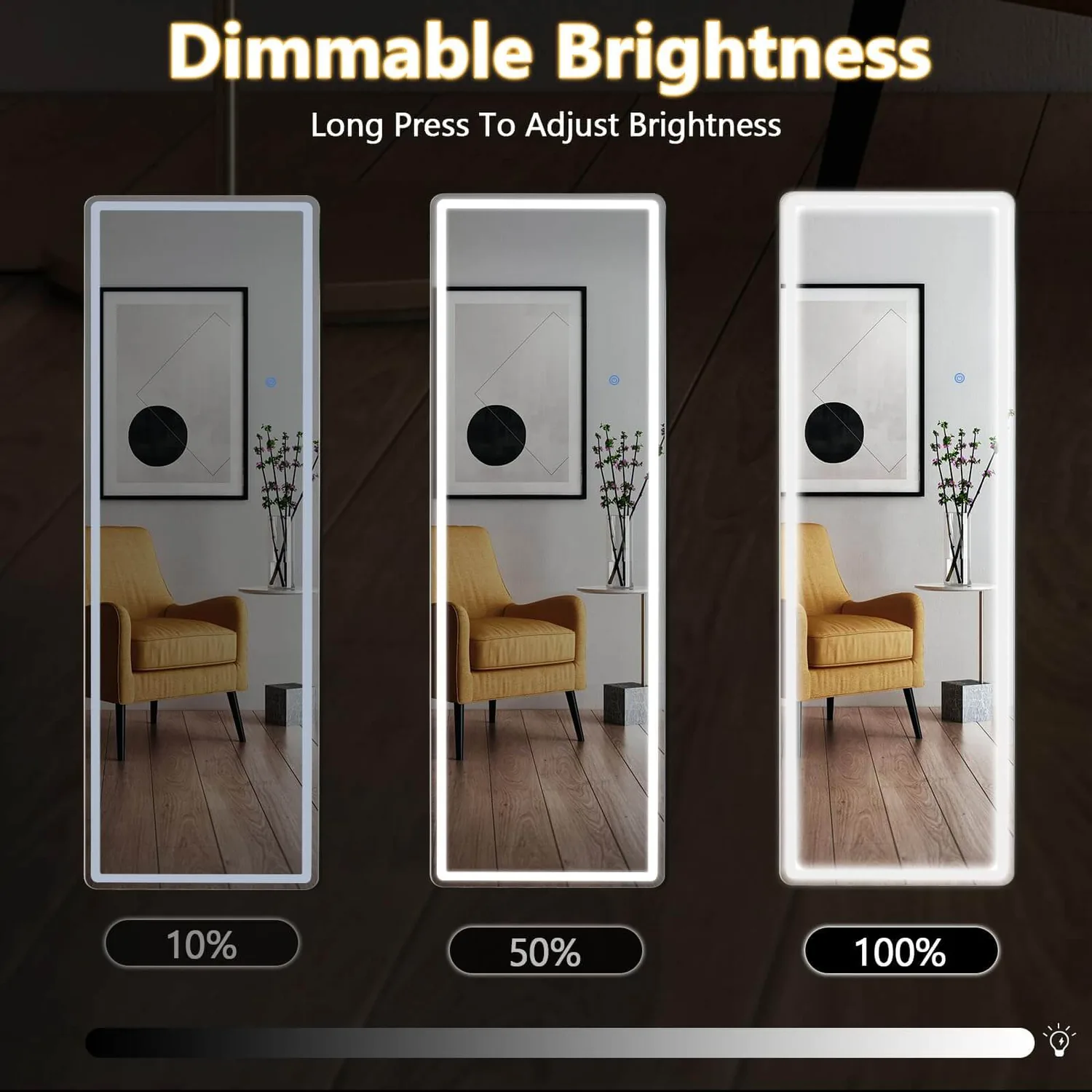 Sweetcrispy 3-Color LED Illuminated Mirror for Indoors — view 7