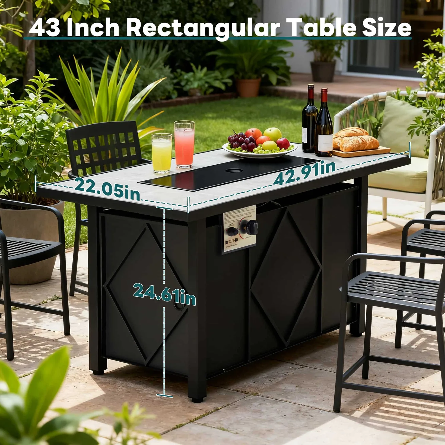 Sweetcrispy 43" Outdoor Fire Pit Table with 50,000 BTU Heater — view 3