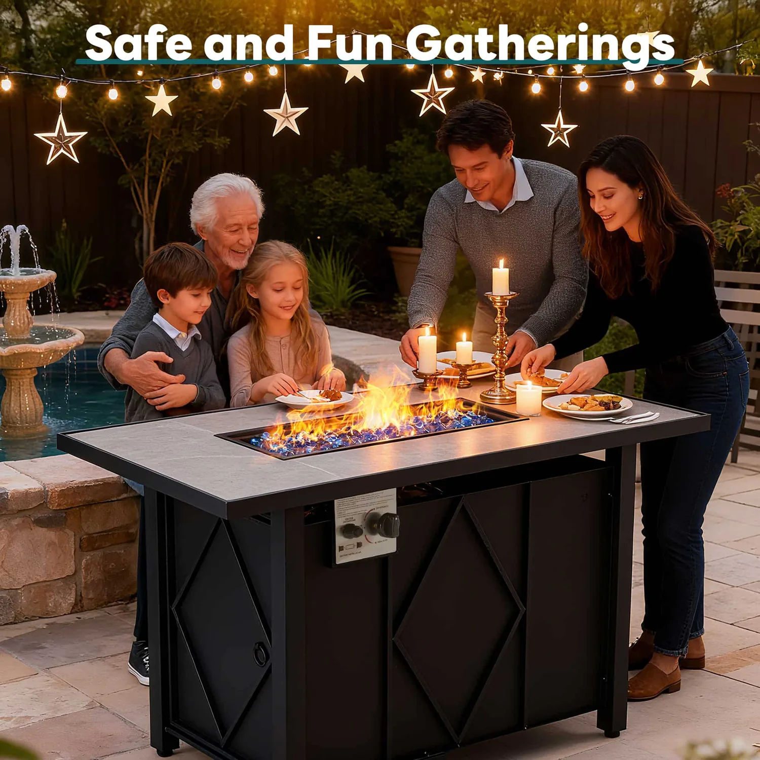 Sweetcrispy 43" Outdoor Fire Pit Table with 50,000 BTU Heater — view 5