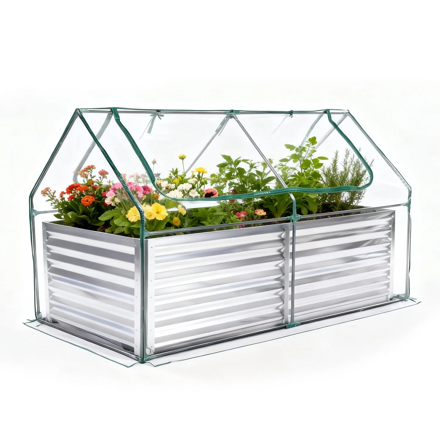 Sweetcrispy Mini Greenhouse Raised Garden Bed with Dual Roll-Up Windows — main image