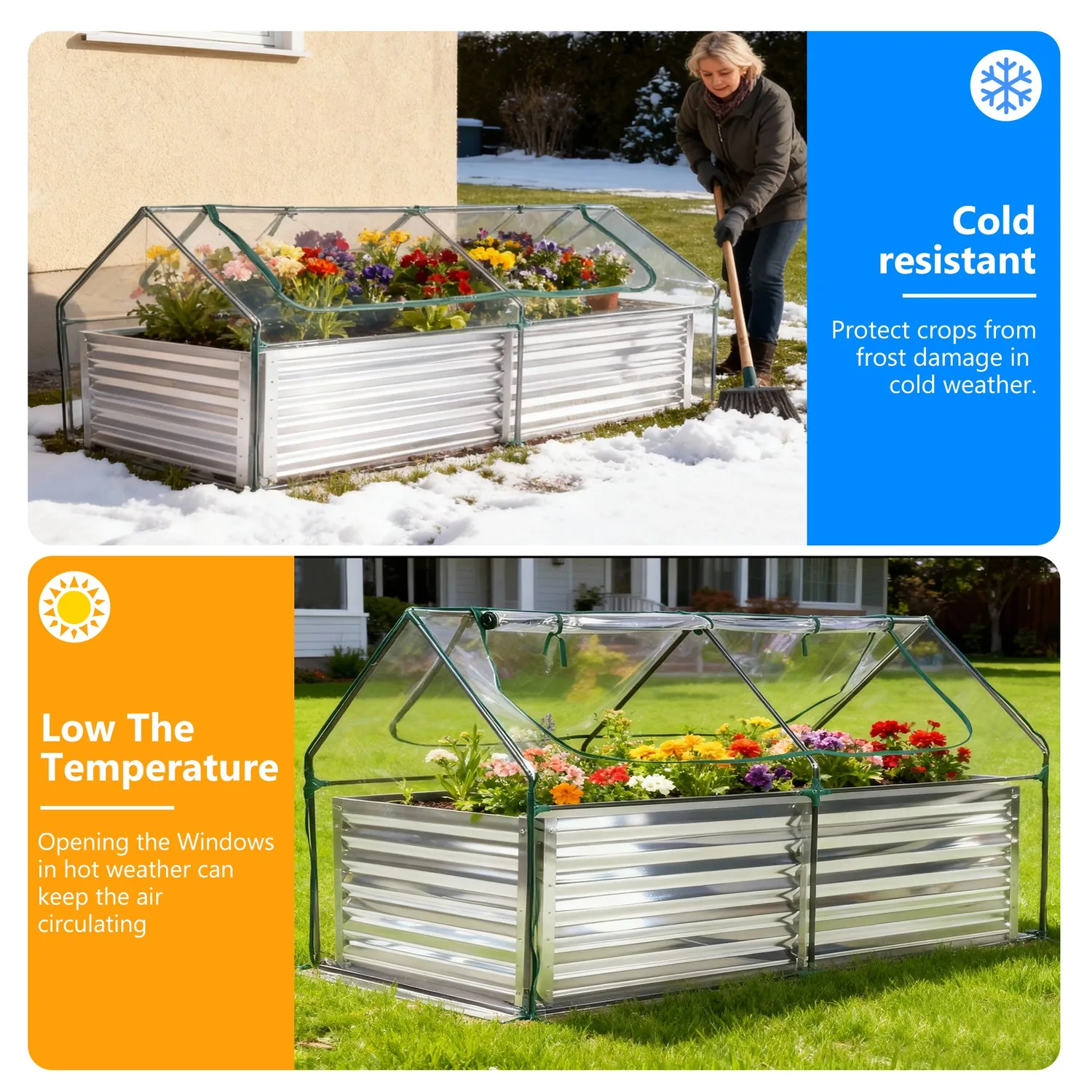 Sweetcrispy Mini Greenhouse Raised Garden Bed with Dual Roll-Up Windows — view 5