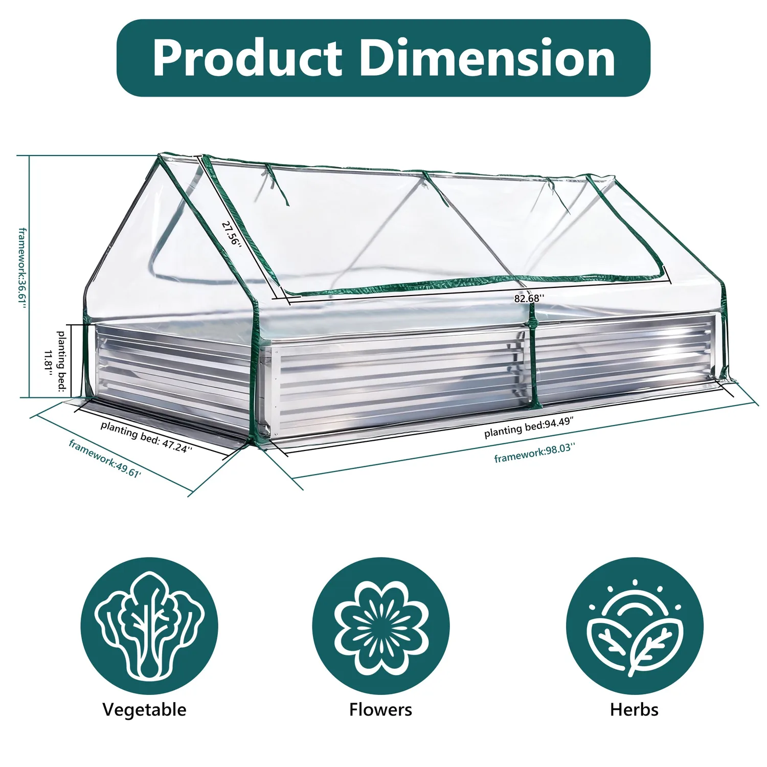 Sweetcrispy Mini Greenhouse Raised Garden Bed with Dual Roll-Up Windows — view 7