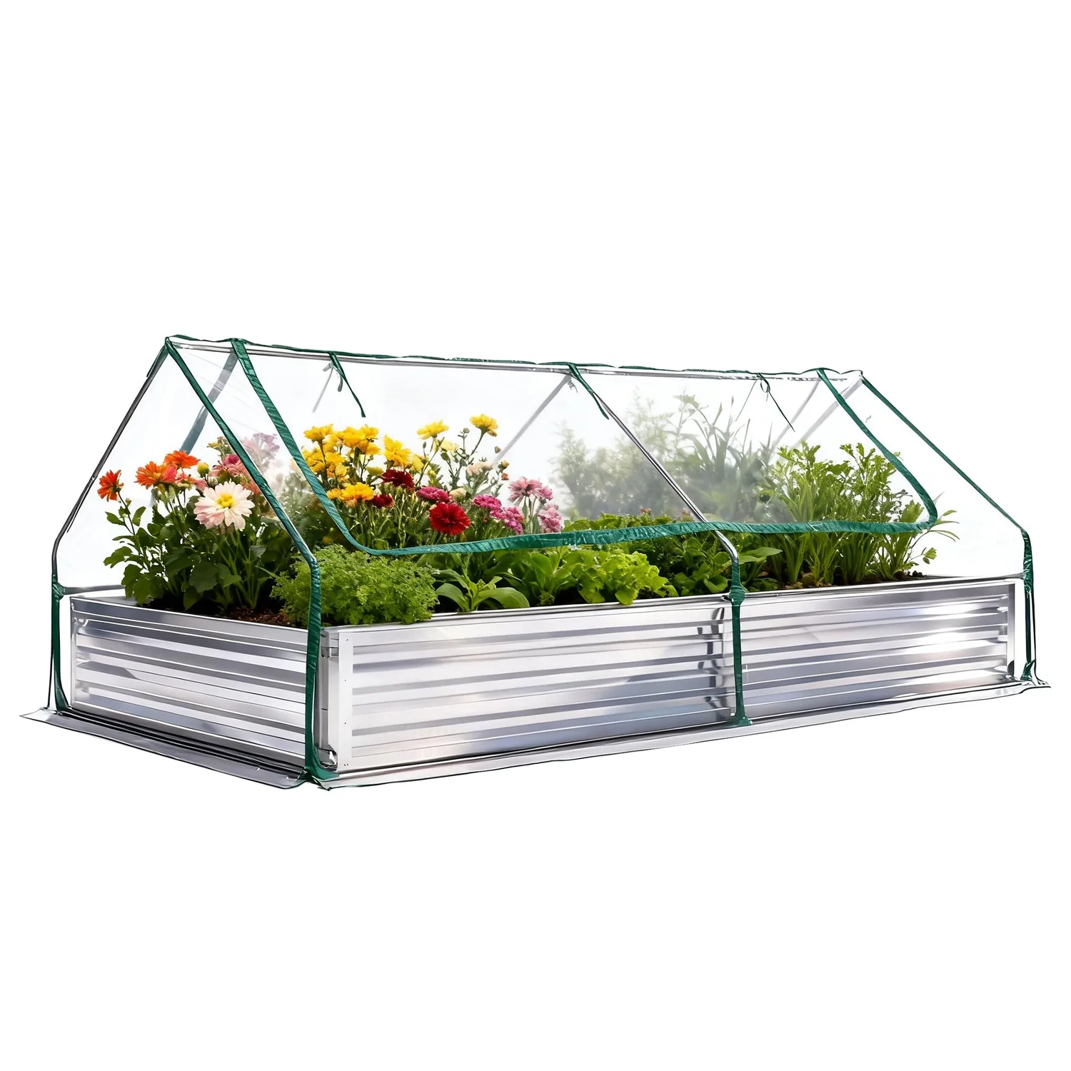 Sweetcrispy Mini Greenhouse Raised Garden Bed with Dual Roll-Up Windows — view 8