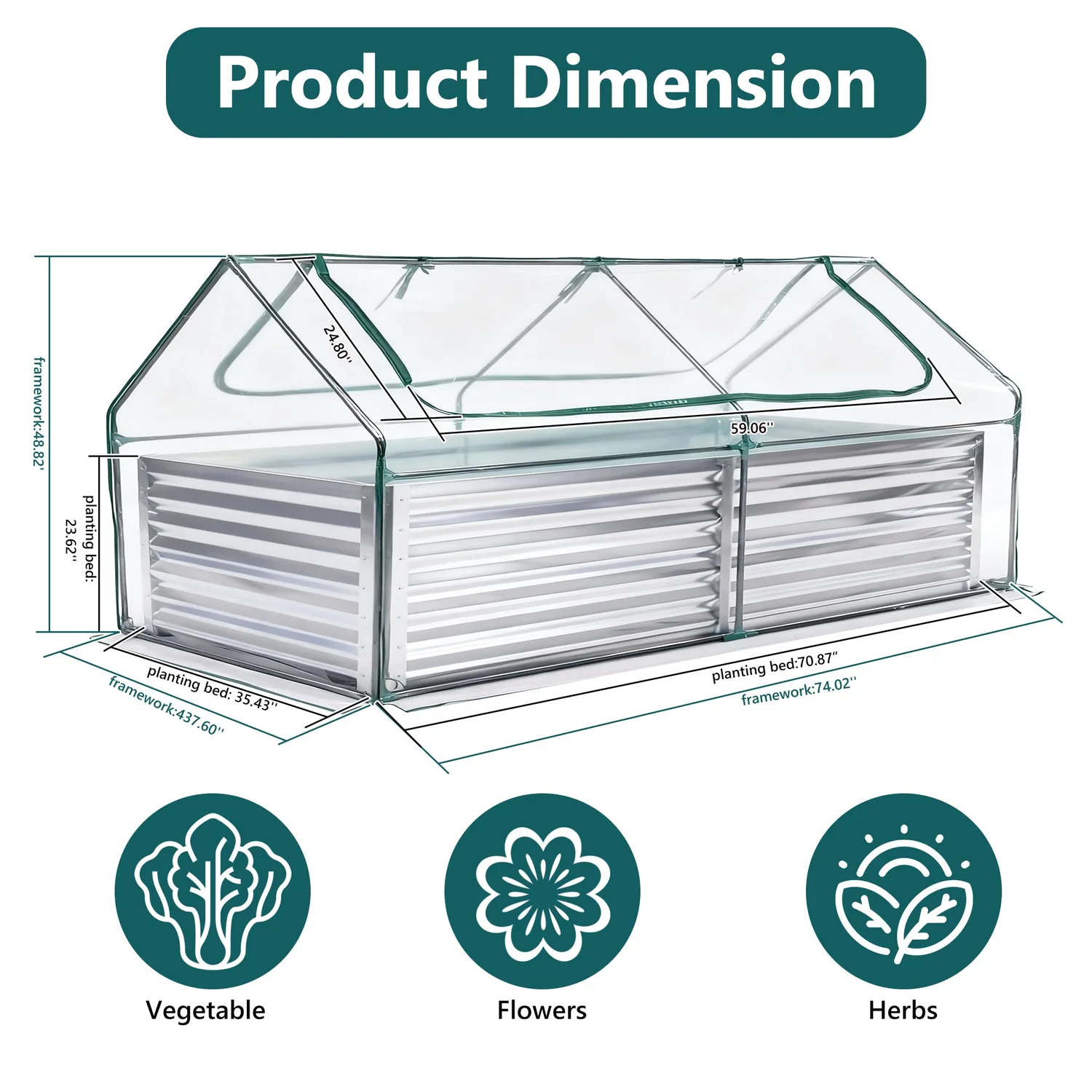 Sweetcrispy Mini Greenhouse Raised Garden Bed with Dual Roll-Up Windows — view 9