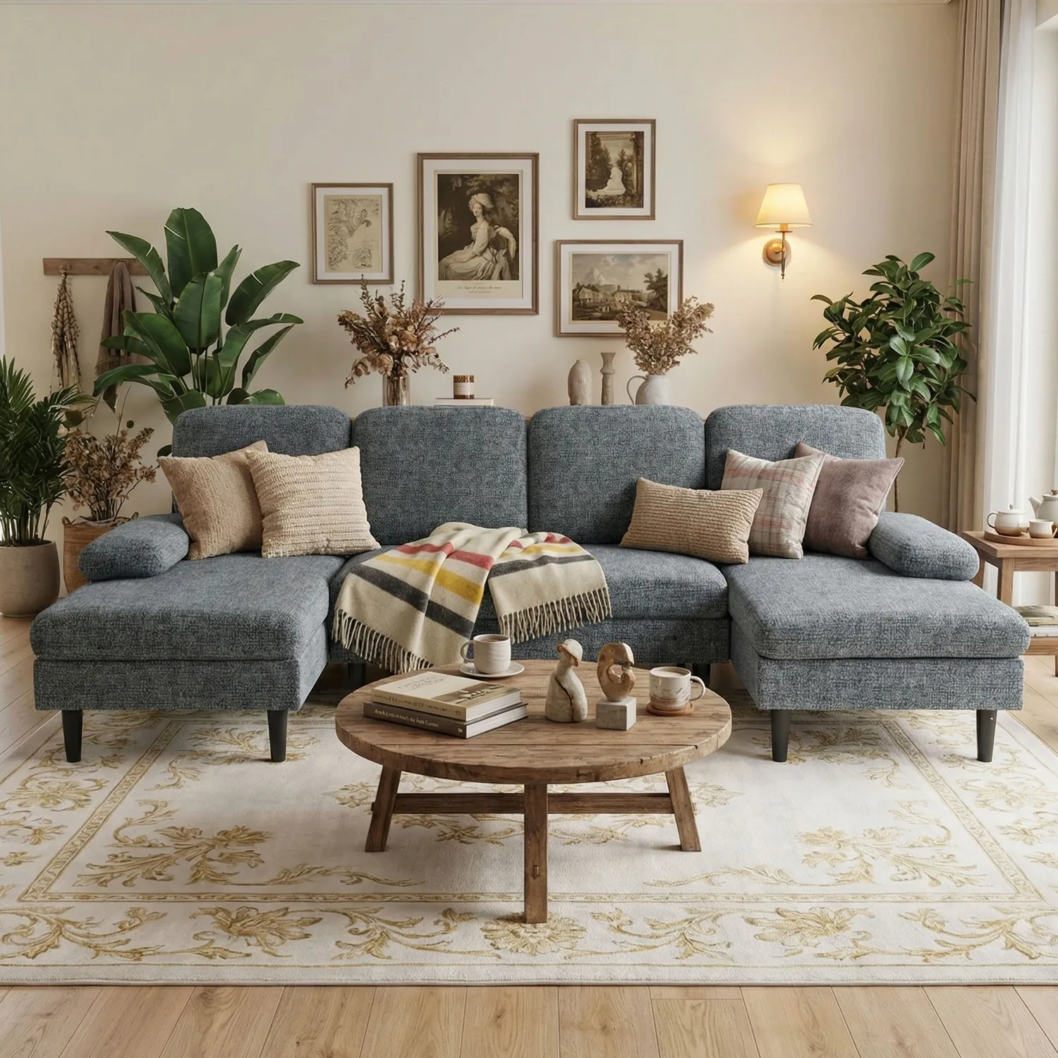 Sweetcrispy U-Shaped Modular Sectional Sofa Couch with Pillows for Living Room — view 6