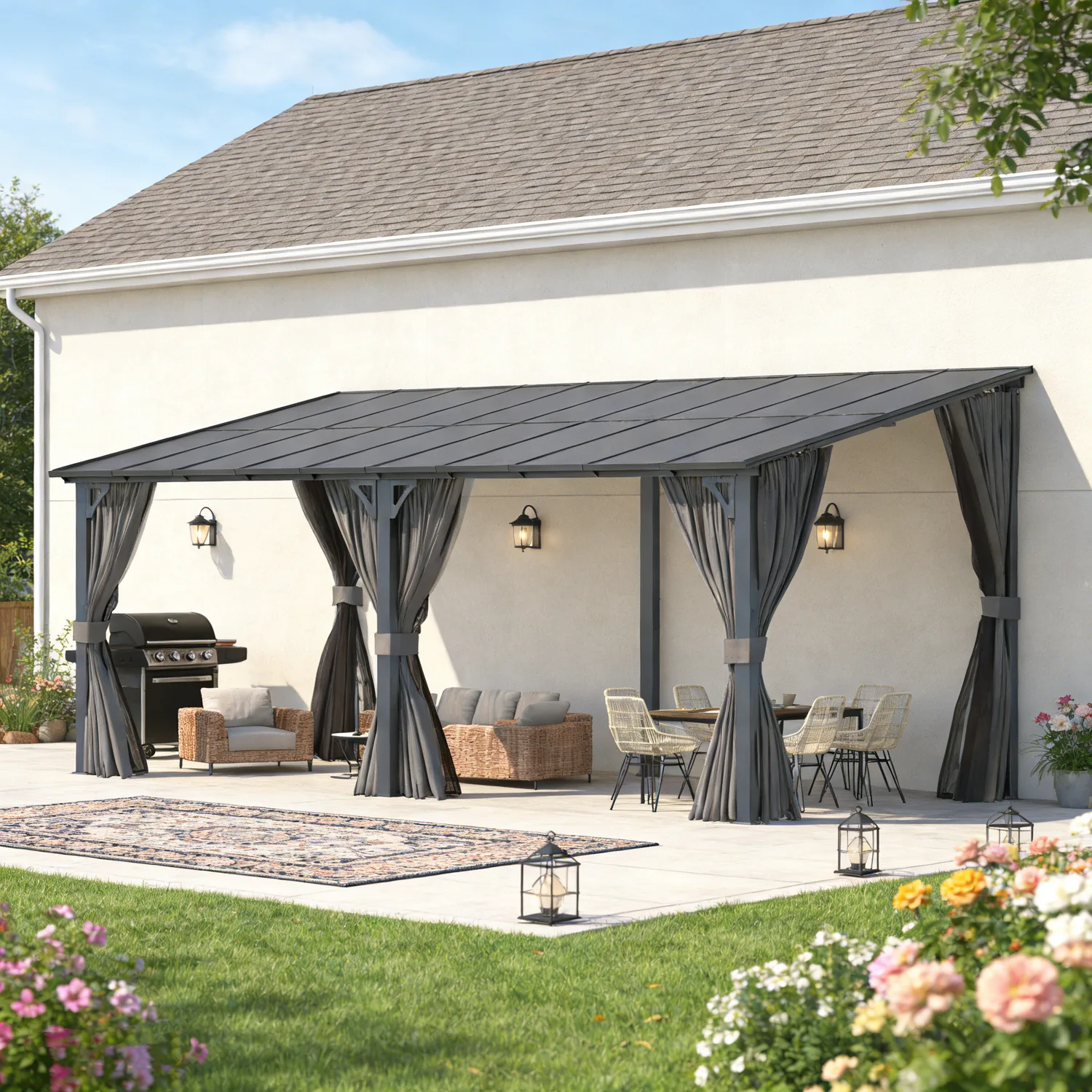 Transform Your Backyard: 20x8 Outdoor Gazebo Pergola with Curtains & Netting