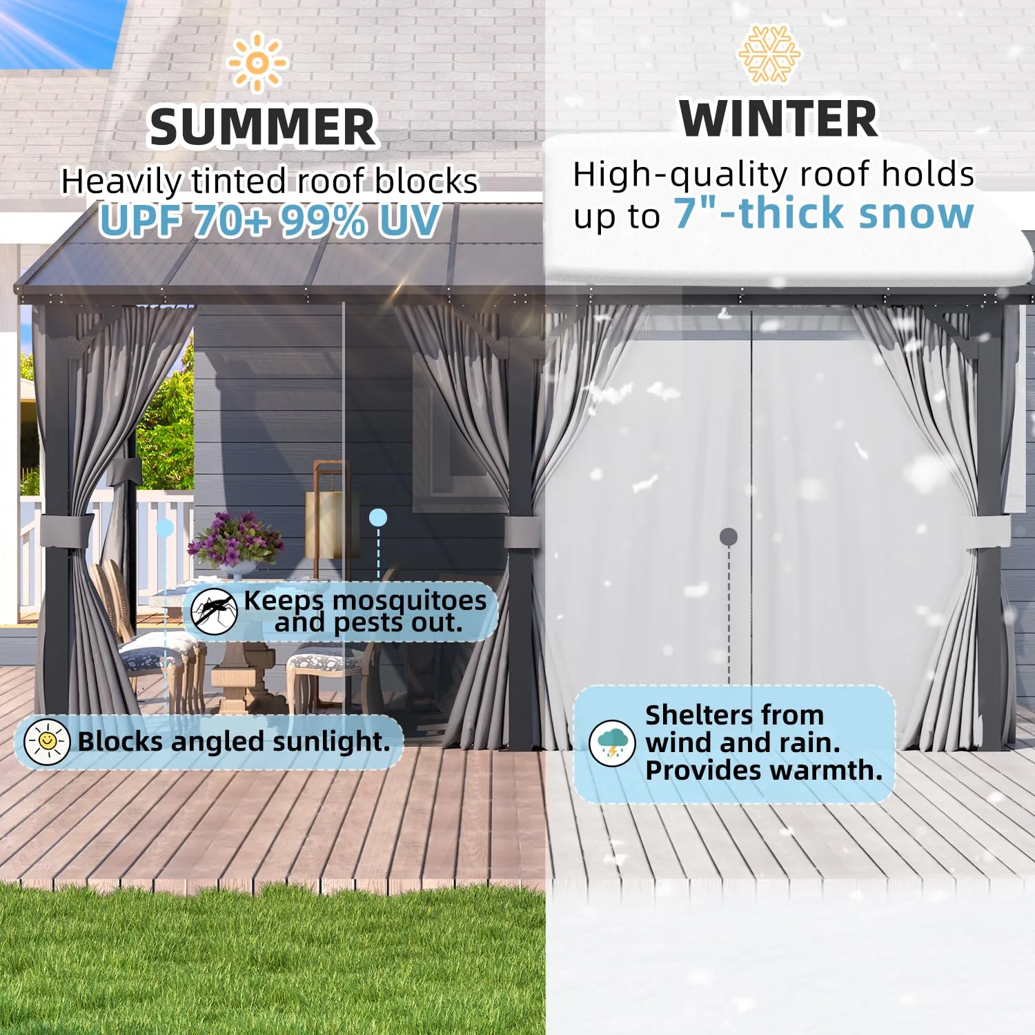 Transform Your Backyard: 20x8 Outdoor Gazebo Pergola with Curtains & Netting — view 4
