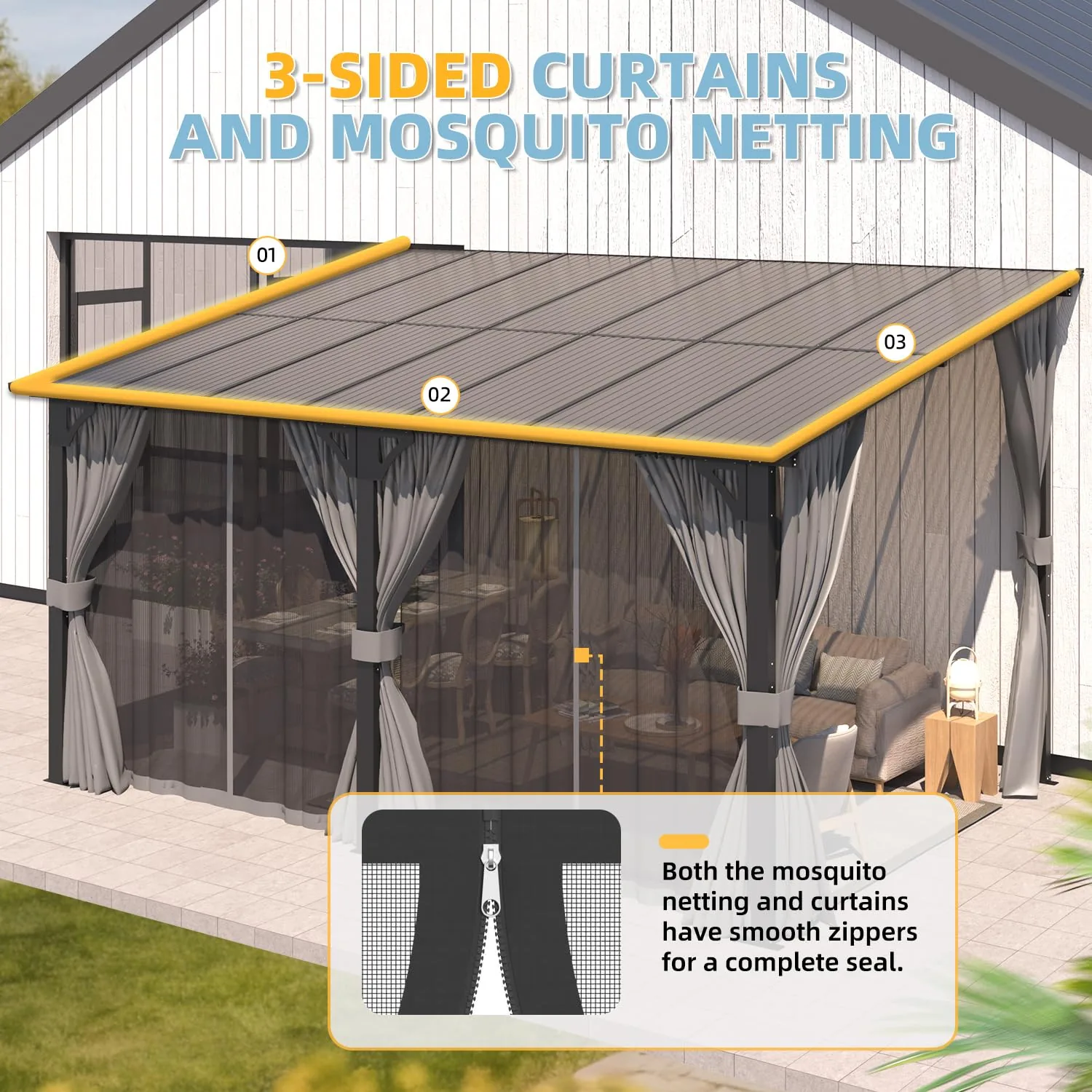 Transform Your Backyard: 20x8 Outdoor Gazebo Pergola with Curtains & Netting — view 5