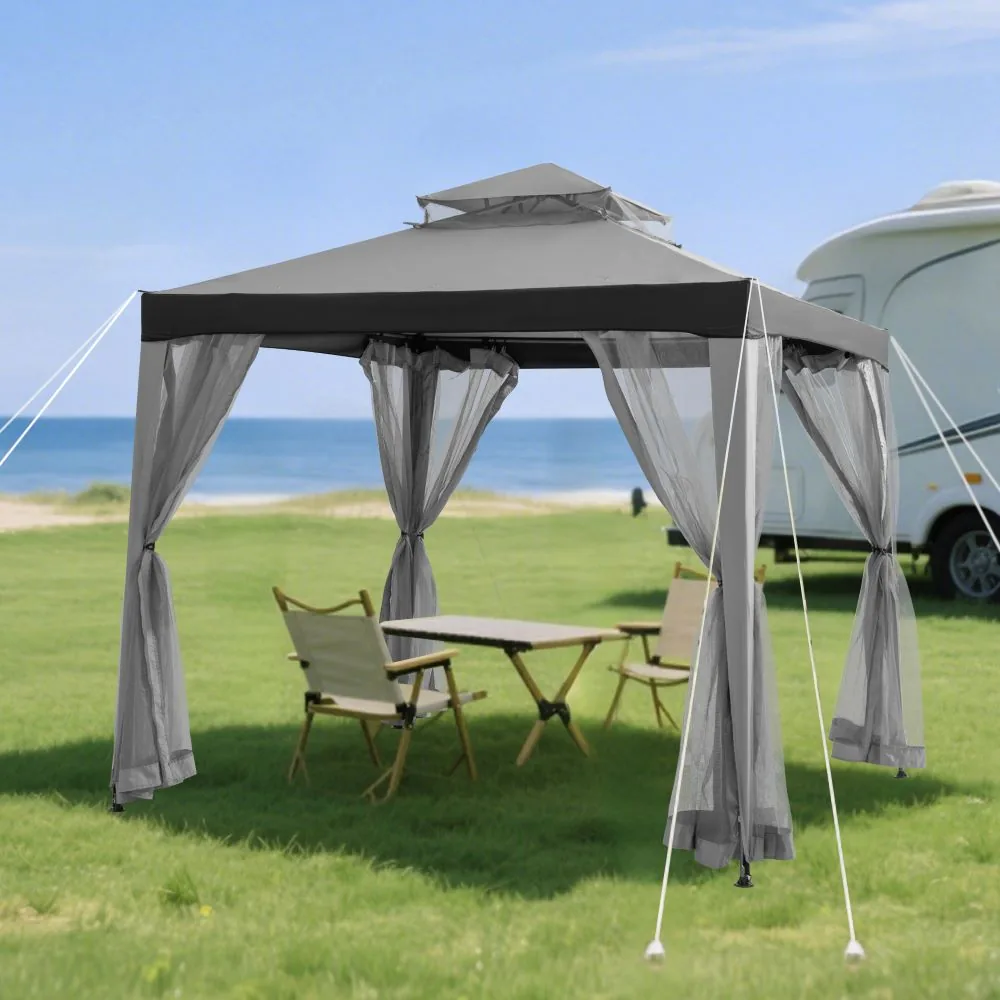 Transform Your Backyard: 8x8 Soft Top Gazebo with Mosquito Netting - Outdoor Living Dreams — view 2