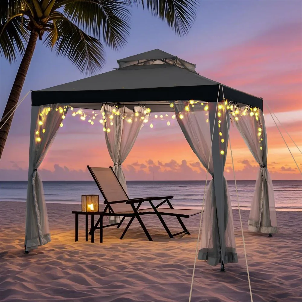 Transform Your Backyard: 8x8 Soft Top Gazebo with Mosquito Netting - Outdoor Living Dreams — view 3