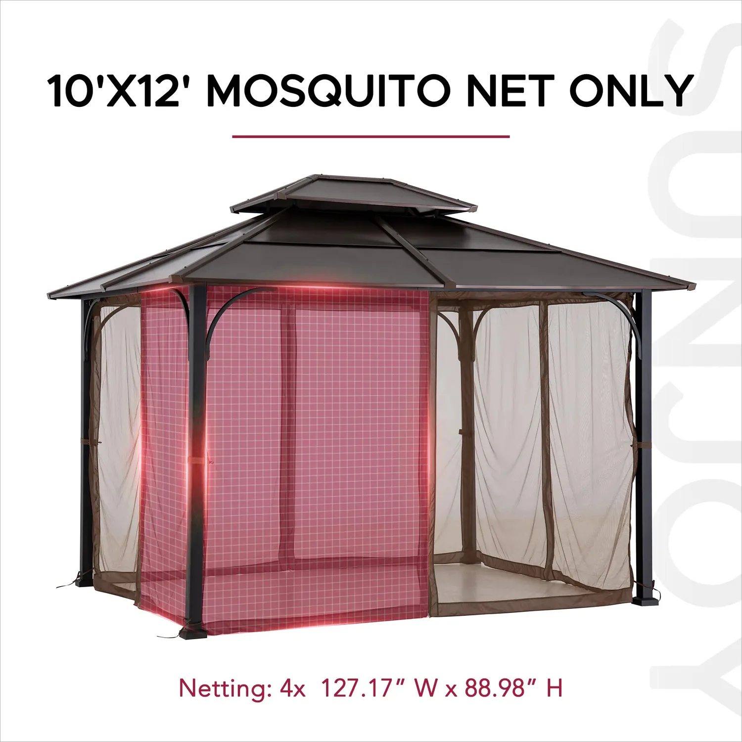 Transform Your Gazebo: Mosquito Netting with Warm LED Lights for 10x12 Hardtop — view 3