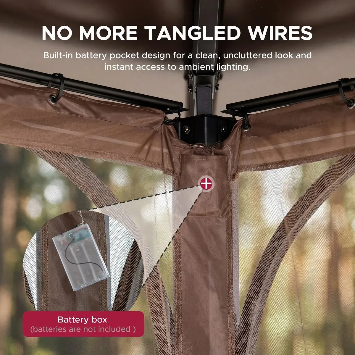 Transform Your Gazebo: Mosquito Netting with Warm LED Lights for 10x12 Hardtop — view 6