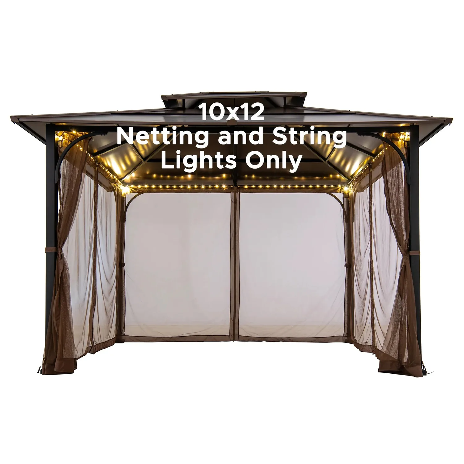 Transform Your Gazebo: Mosquito Netting with Warm LED Lights for 10x12 Hardtop — view 9