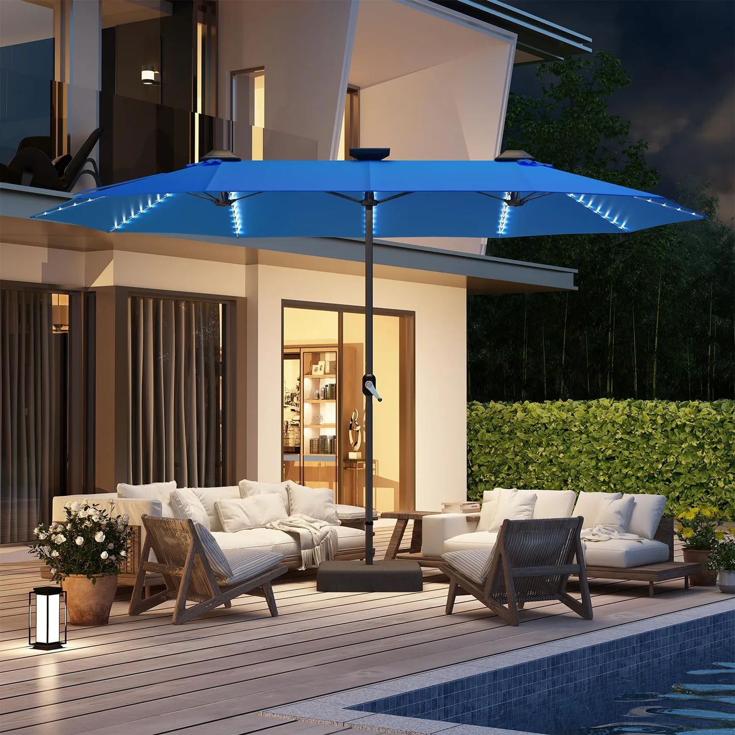 Transform Your Outdoor Space: 15ft Double-Sided Patio Umbrella - Luxurious Blue Shade — view 3