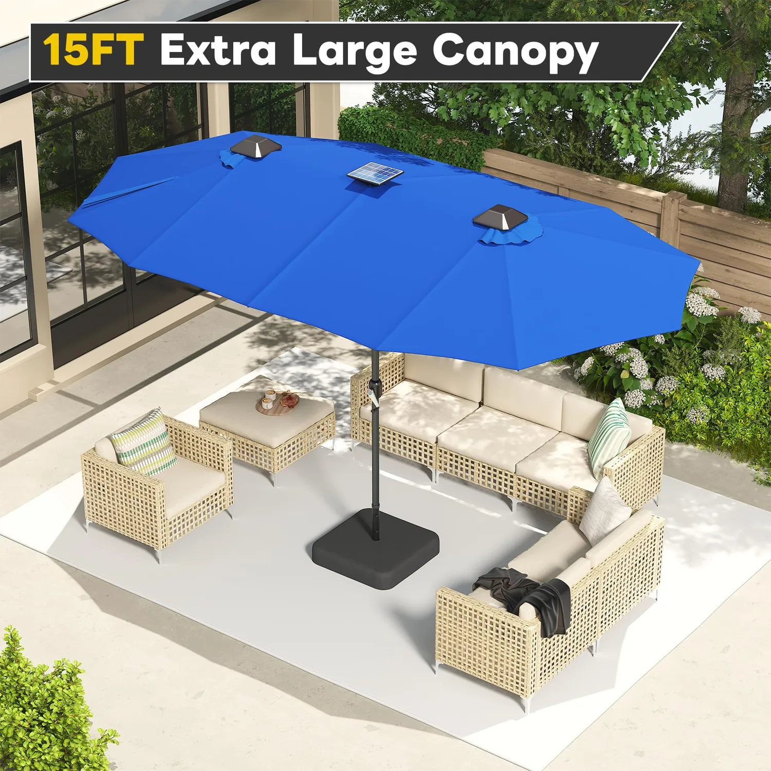 Transform Your Outdoor Space: 15ft Double-Sided Patio Umbrella - Luxurious Blue Shade — view 5