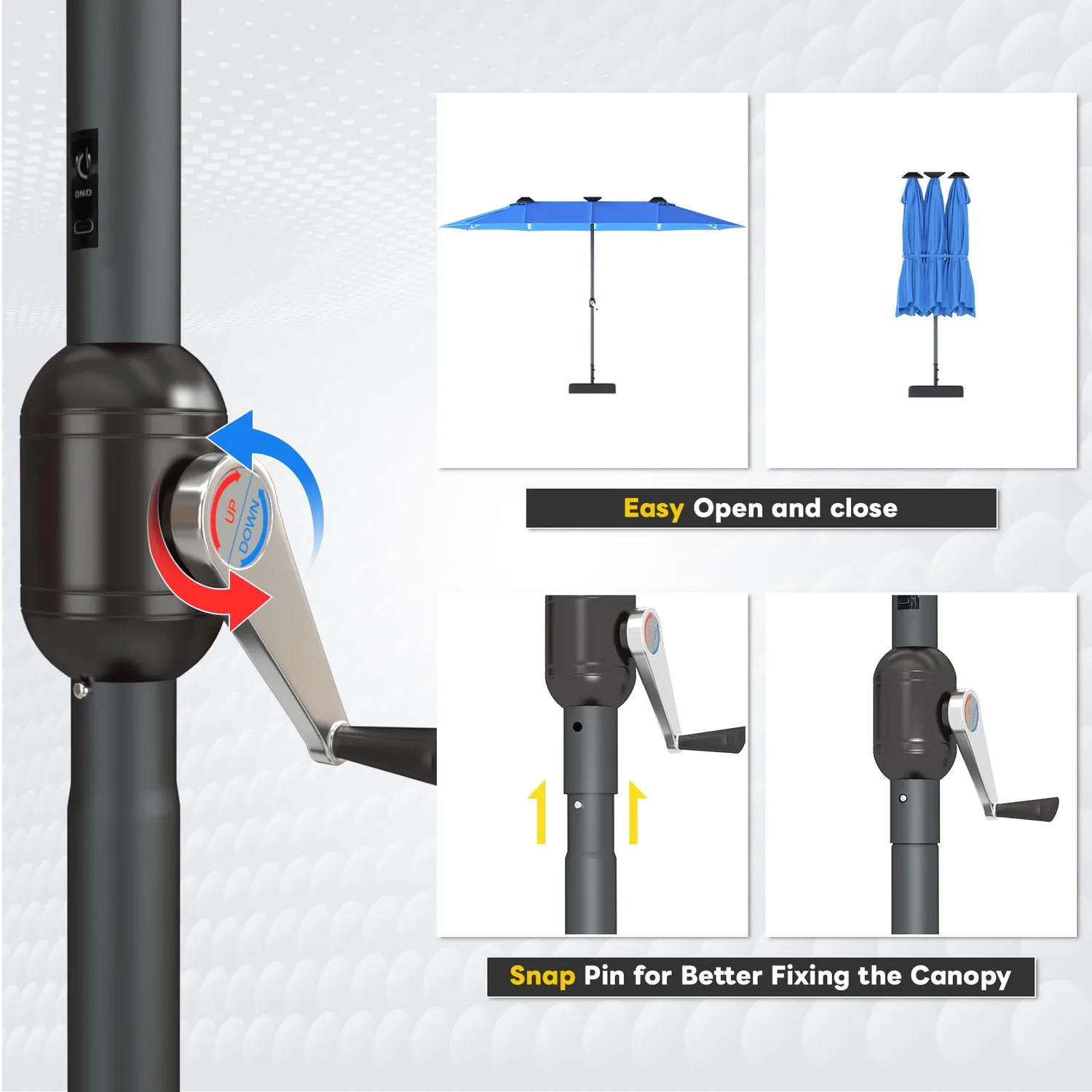 Transform Your Outdoor Space: 15ft Double-Sided Patio Umbrella - Luxurious Blue Shade — view 8