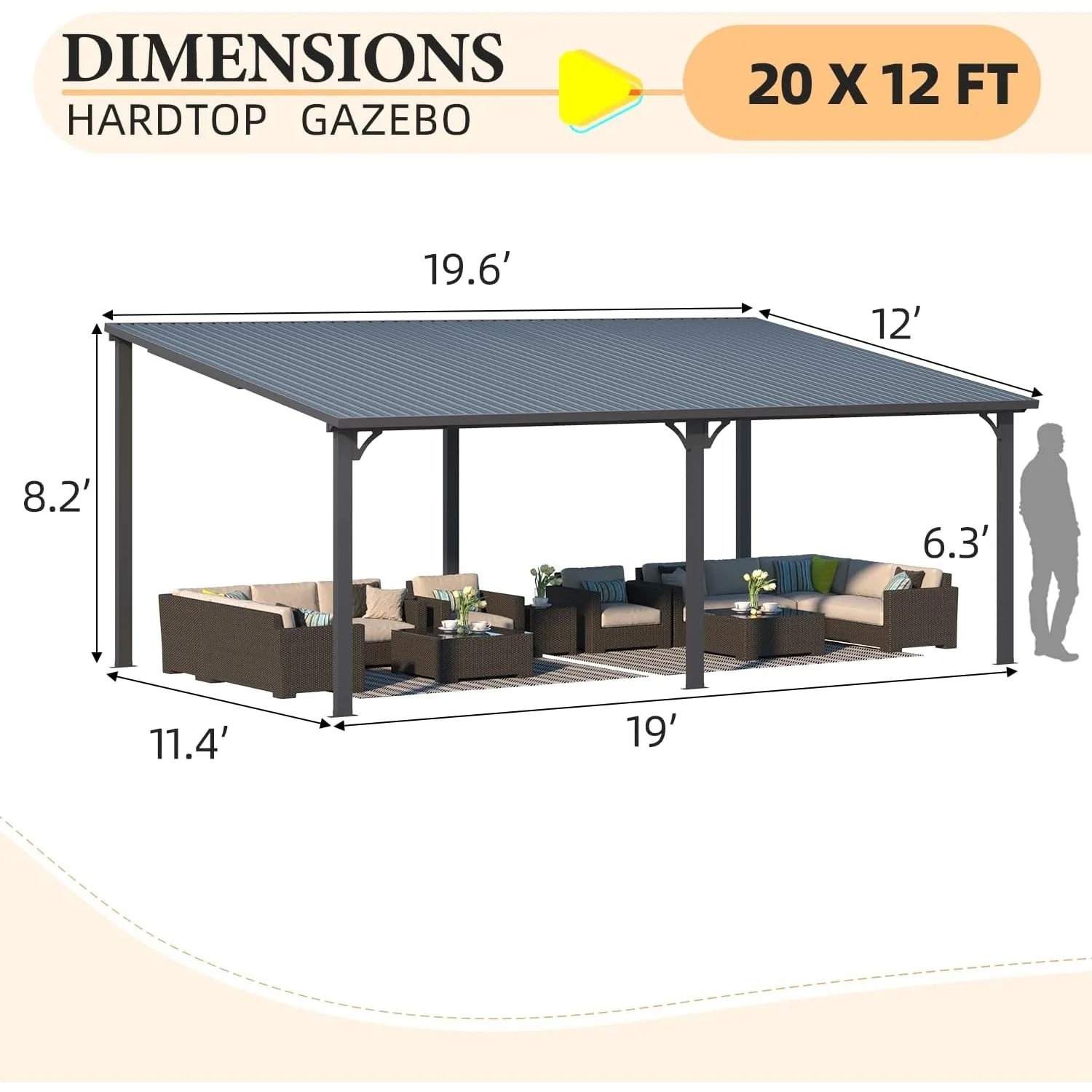 Transform Your Patio: 20x12 Wall-Mounted Hardtop Gazebo - Outdoor Living Elevated — view 4