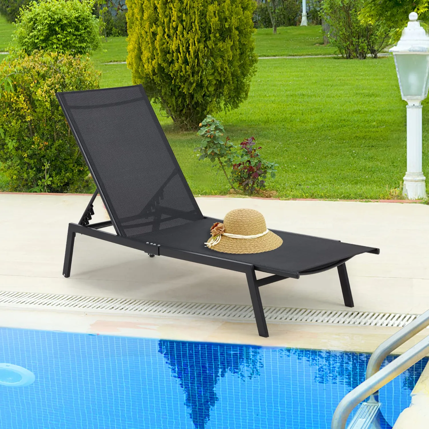 Transform Your Pool Into a Luxury Oasis with Curved Black Lounge Chairs — view 6