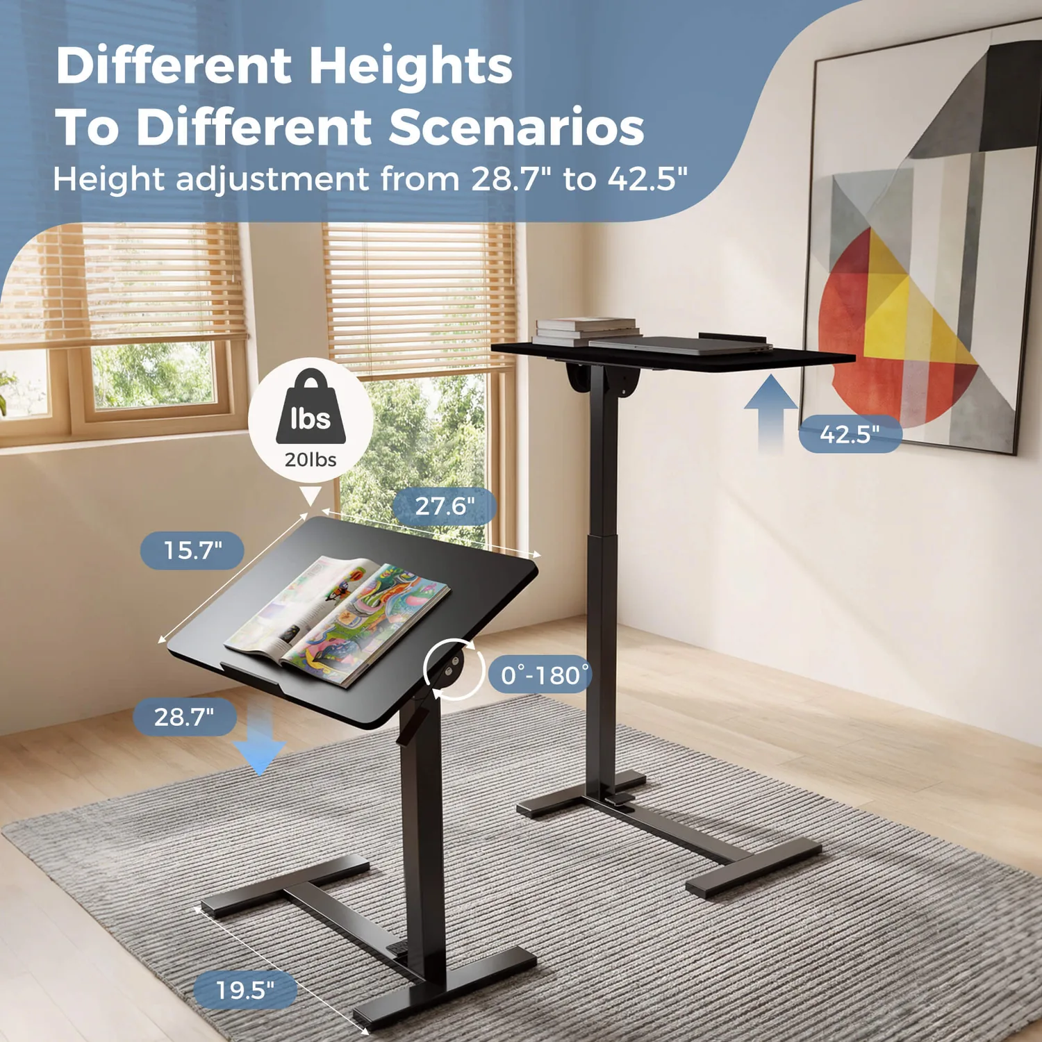 Transform Your Space: Adjustable Standing Desk with Tilting Top - Work Anywhere with Style — view 2