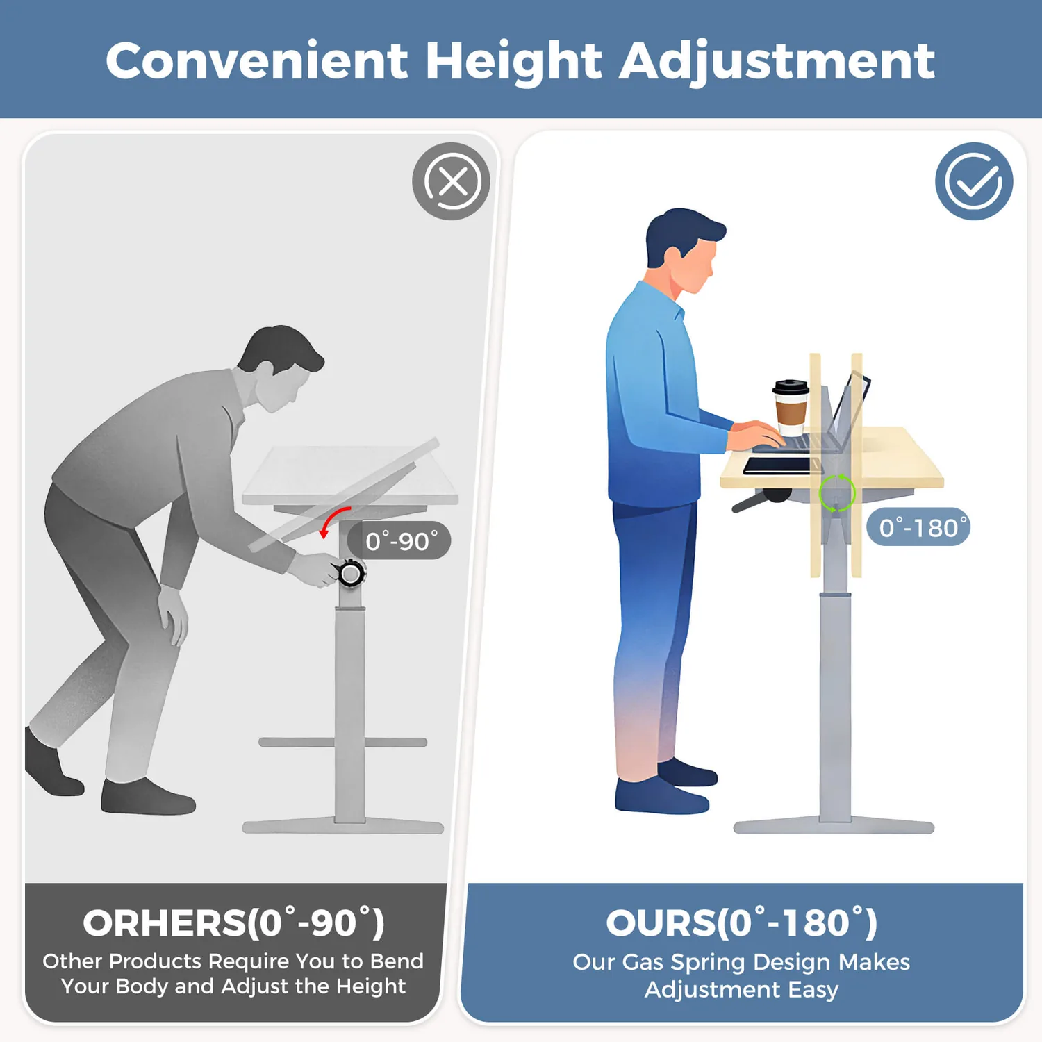 Transform Your Space: Adjustable Standing Desk with Tilting Top - Work Anywhere with Style — view 3