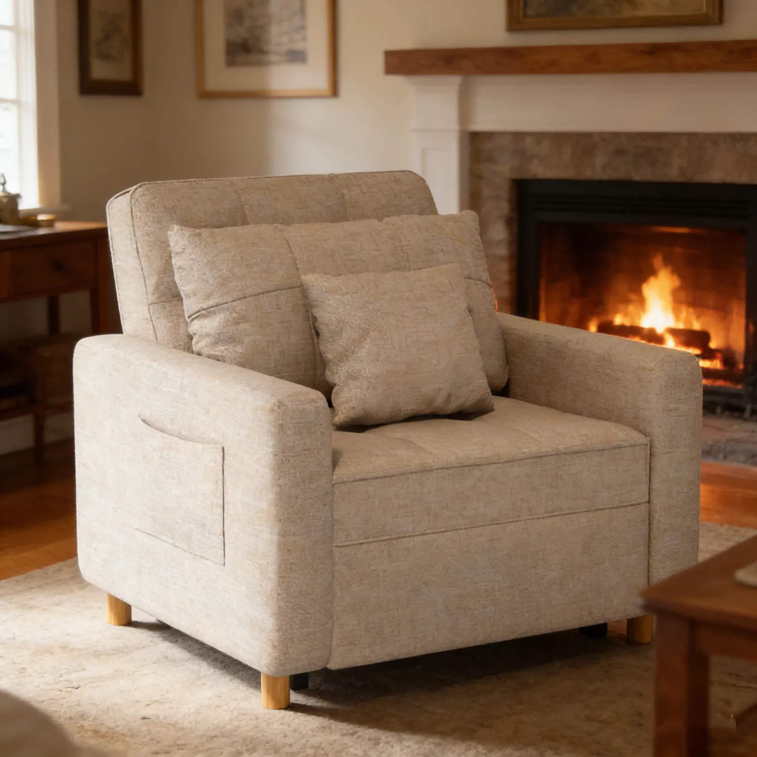 Transform Your Space: Beige Convertible Chair Bed for Modern Living