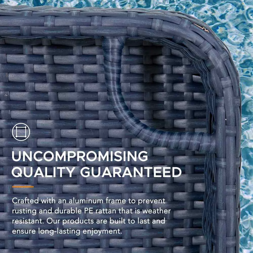 Wicker Floating Pool Tray 36x24" - Navy | Luxury Poolside Entertaining Essential — view 5