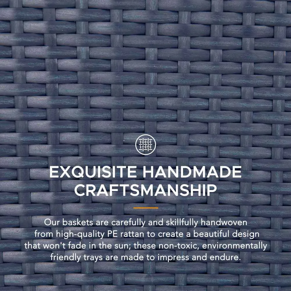 Wicker Floating Pool Tray 36x24" - Navy | Luxury Poolside Entertaining Essential — view 6