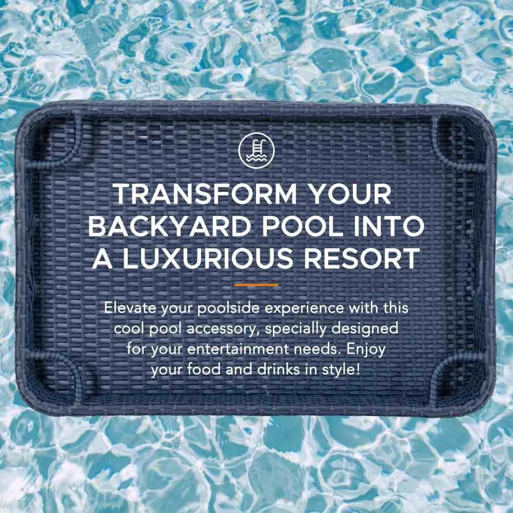 Wicker Floating Pool Tray 36x24" - Navy | Luxury Poolside Entertaining Essential — view 9