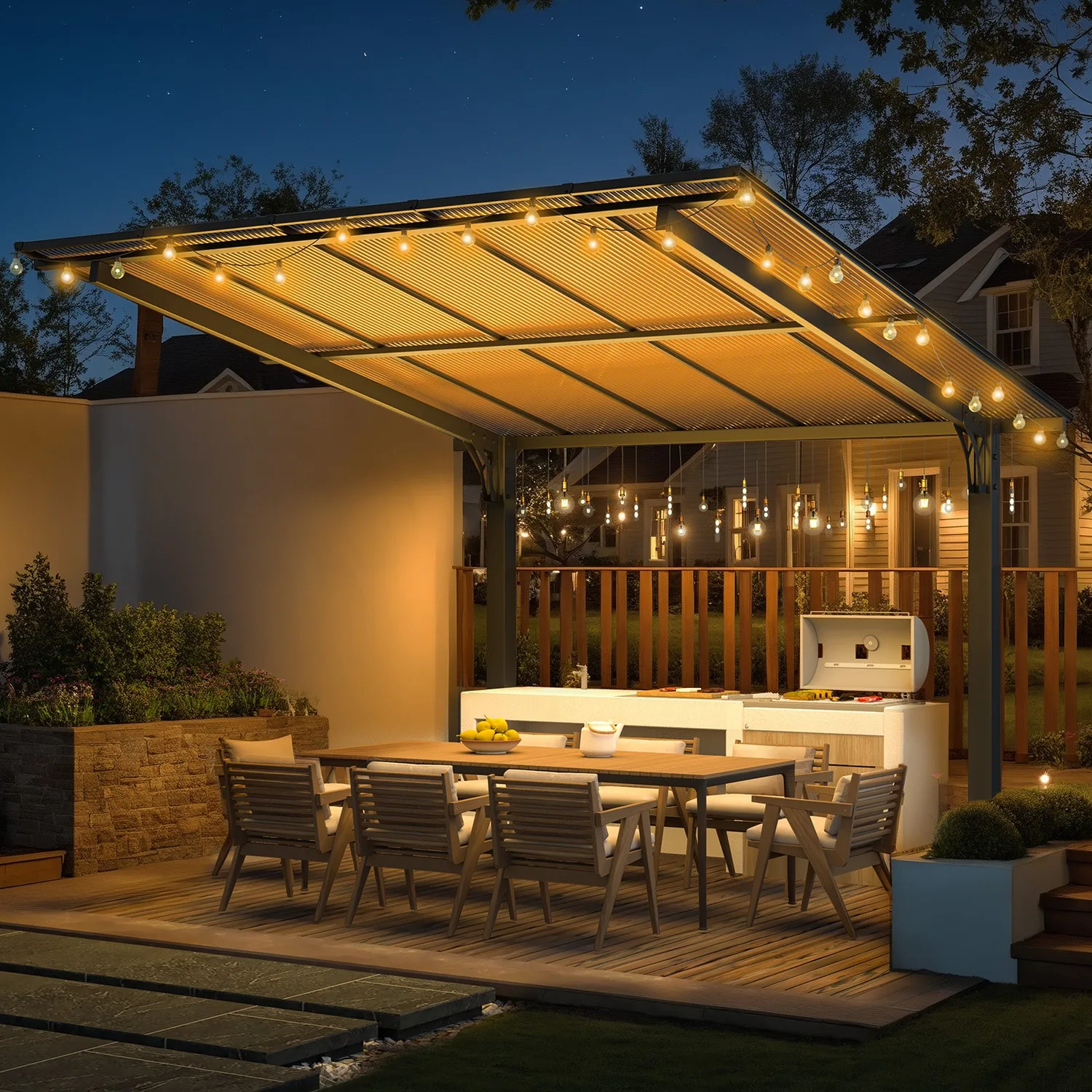 YODOLLA 10'x10' Freestanding Lean-to Hardtop Gazebo Carport — view 4