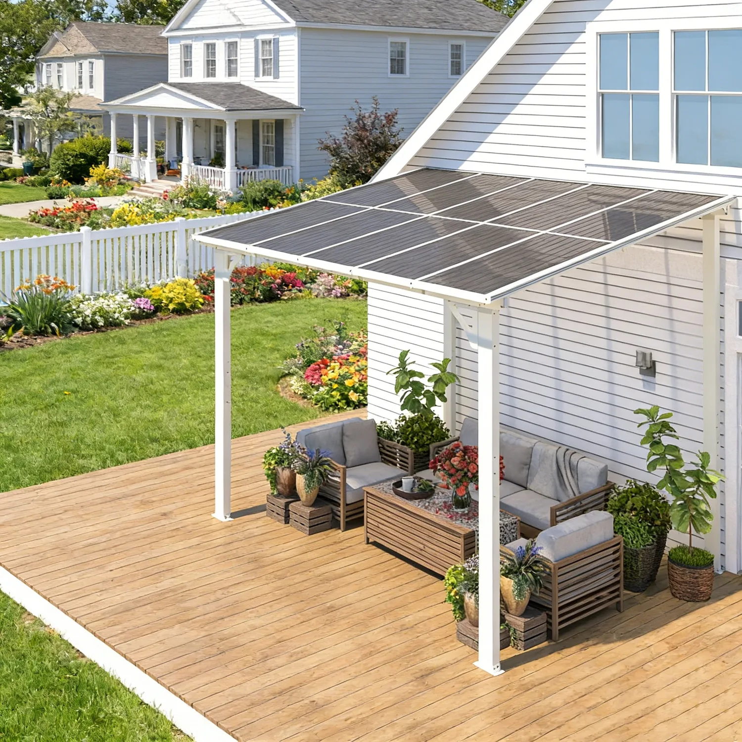 YODOLLA 10'x10' Pergola Gazebo Awning, White — main image
