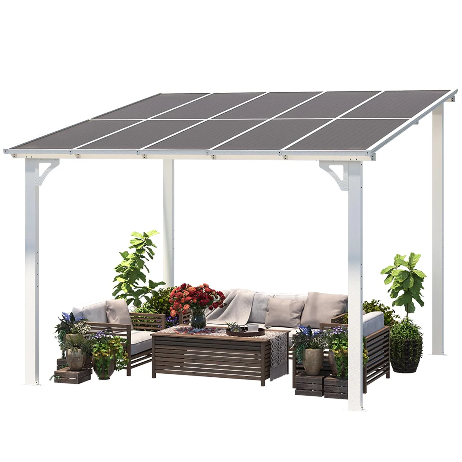 YODOLLA 10'x10' Pergola Gazebo Awning, White — view 2