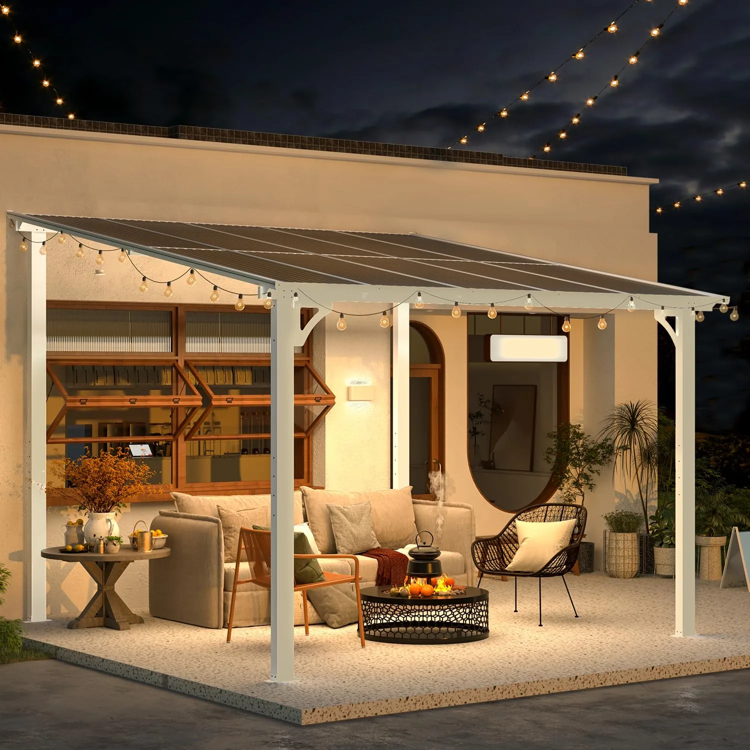 YODOLLA 10'x10' Pergola Gazebo Awning, White — view 4