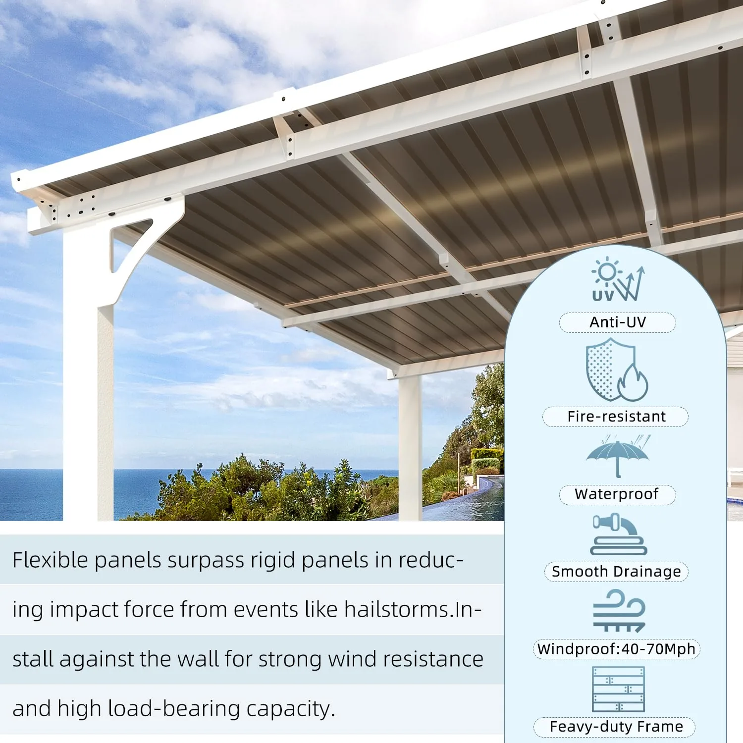 YODOLLA 10'x10' Pergola Gazebo Awning, White — view 5