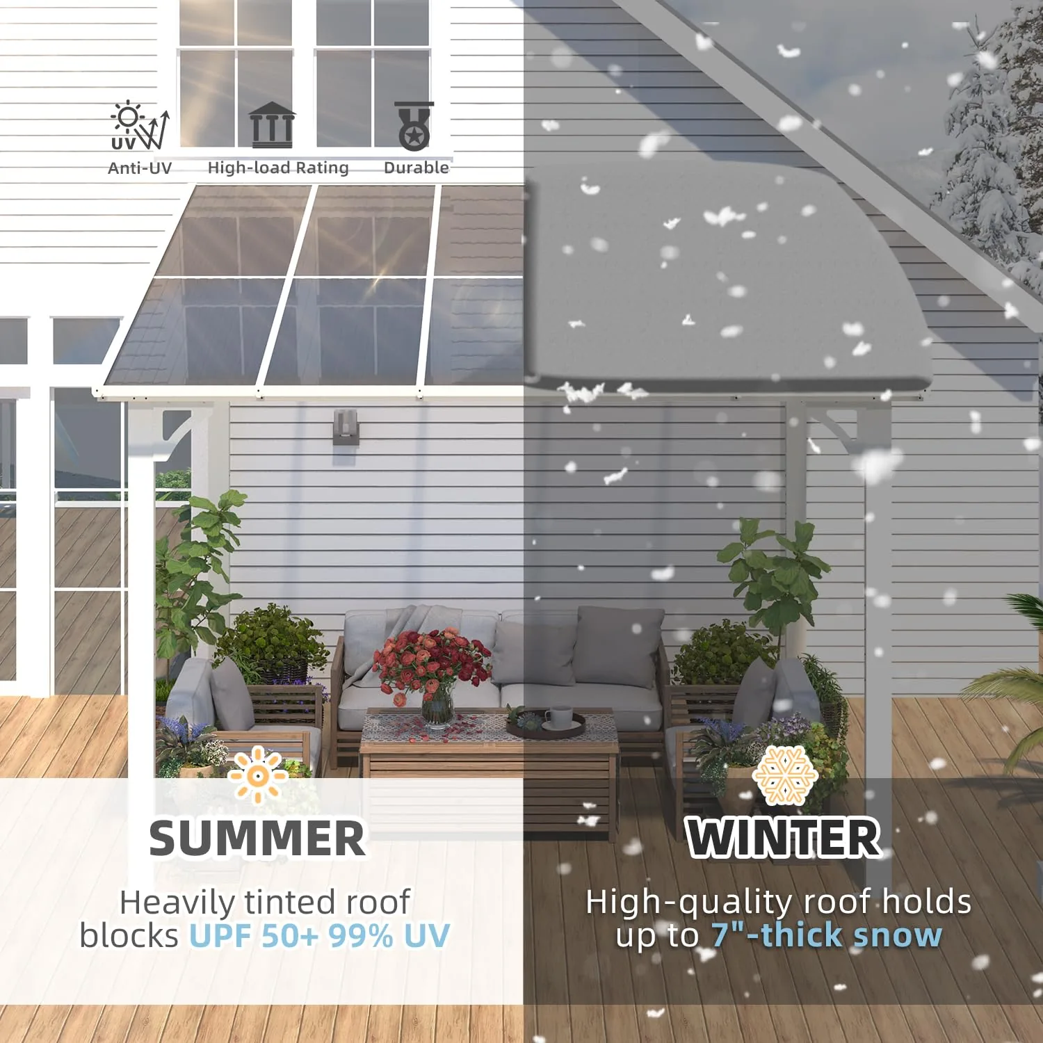 YODOLLA 10'x10' Pergola Gazebo Awning, White — view 6