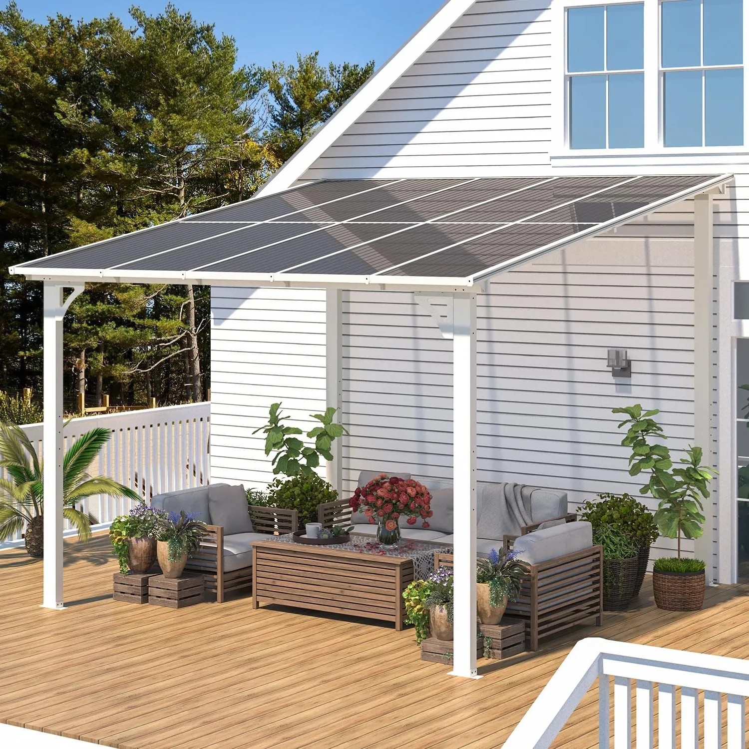 YODOLLA 10'x10' Pergola Gazebo Awning, White — view 9