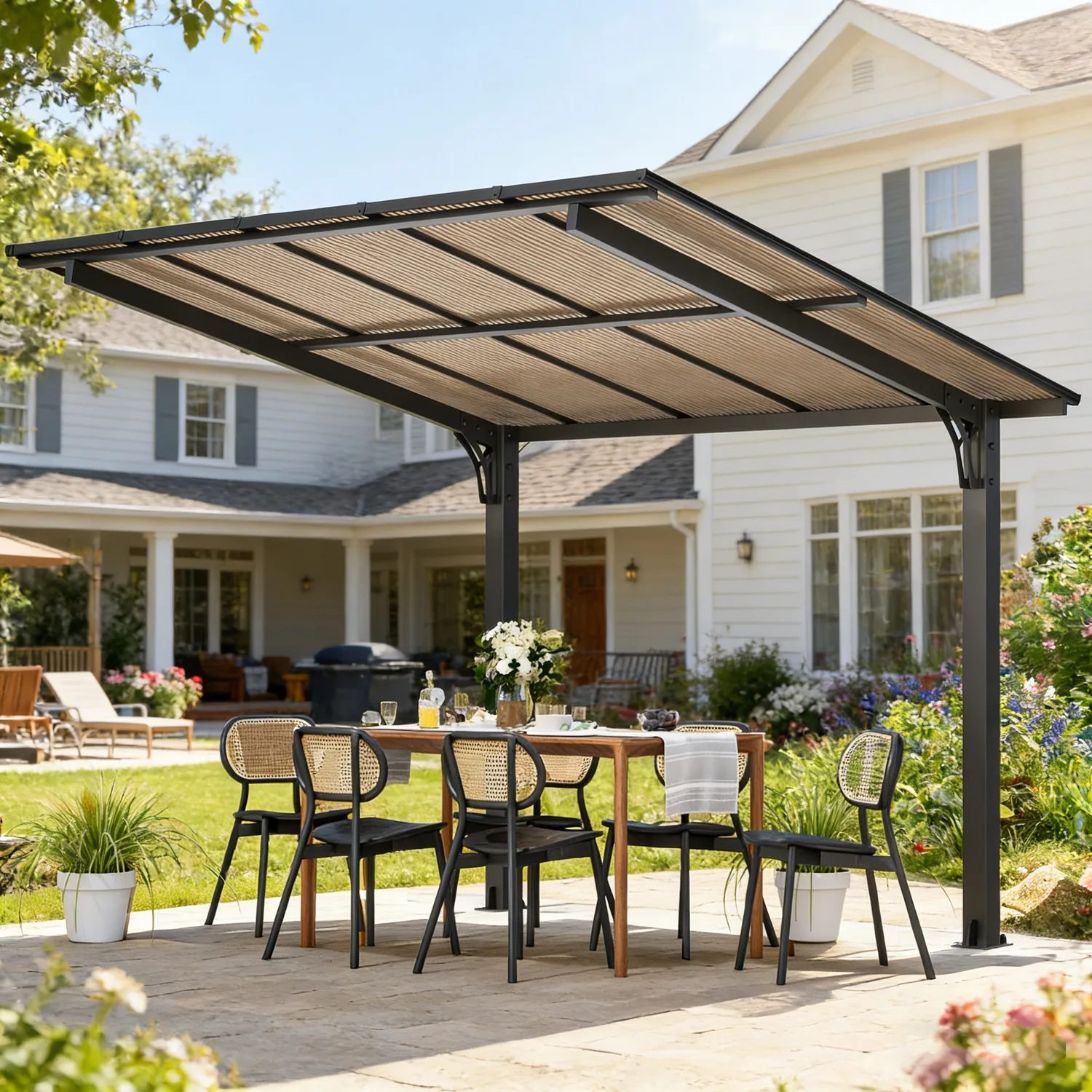YODOLLA 10'x8' Freestanding Lean-to Hardtop Grill Gazebo — main image