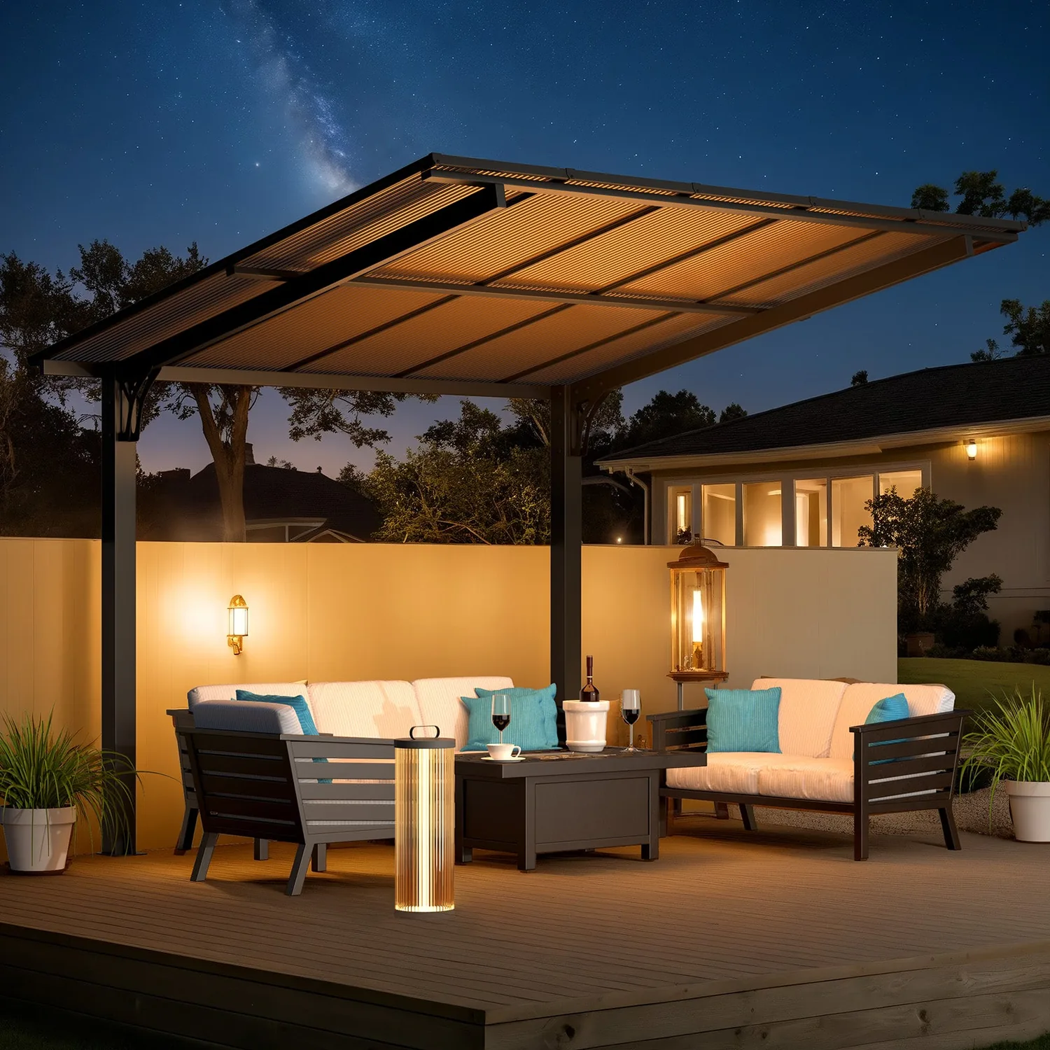 YODOLLA 10'x8' Freestanding Lean-to Hardtop Grill Gazebo — view 4