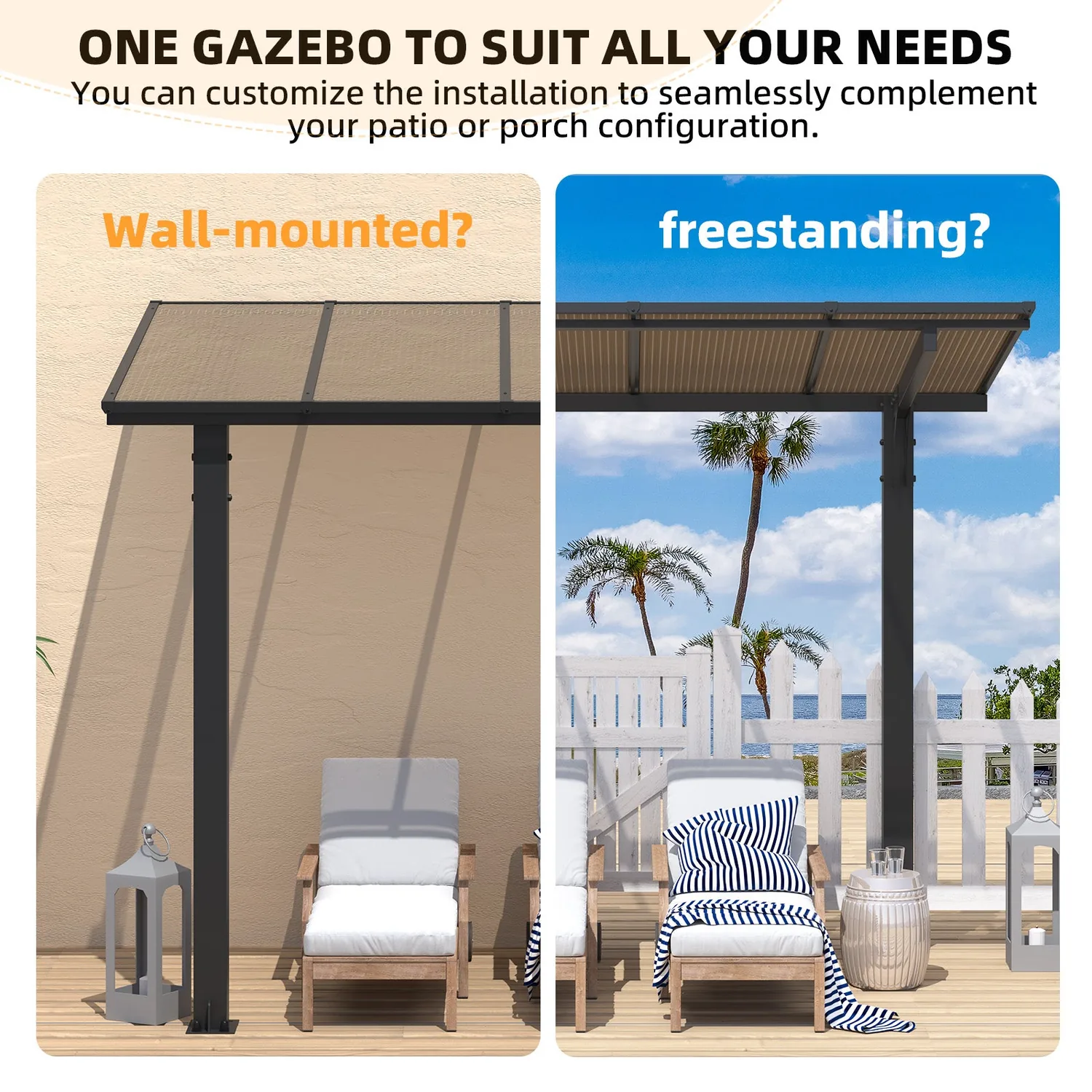 YODOLLA 10'x8' Freestanding Lean-to Hardtop Grill Gazebo — view 5