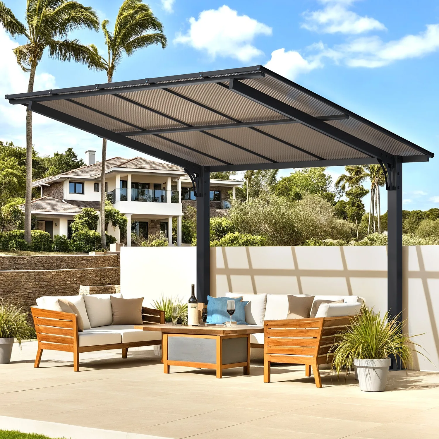 YODOLLA 10'x8' Freestanding Lean-to Hardtop Grill Gazebo — view 8