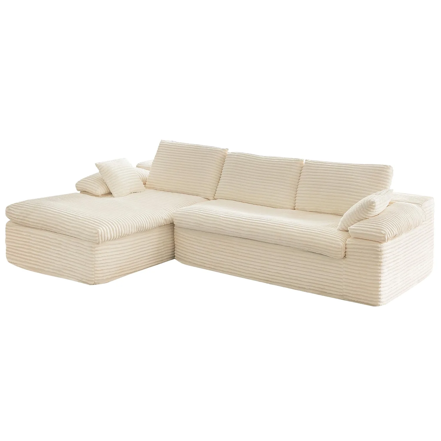 YODOLLA 110" Cloud Boneless L-Shaped Sectional Sofa - Luxurious Beige Modular Couch — view 3