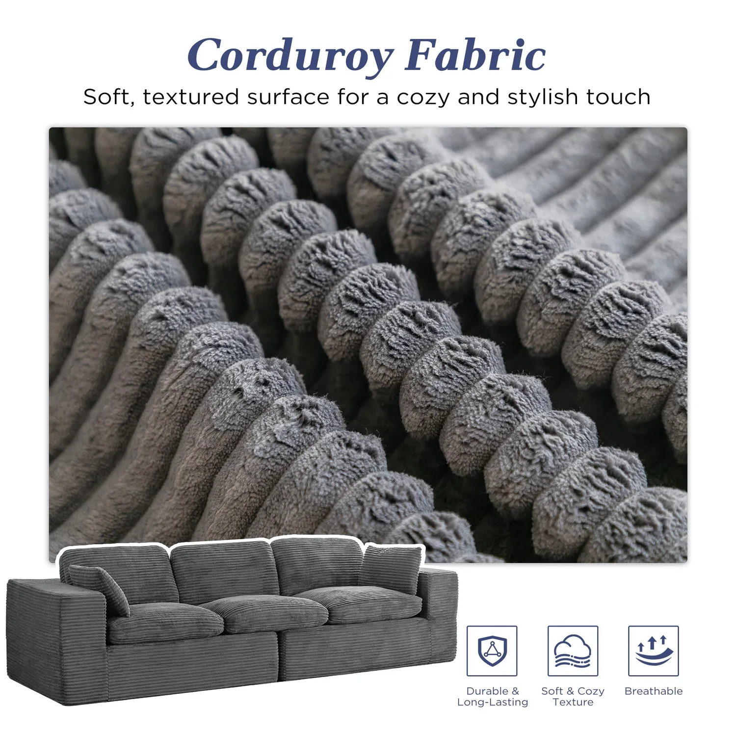 YODOLLA 110" Oversized Cloud Boneless Couch — view 7