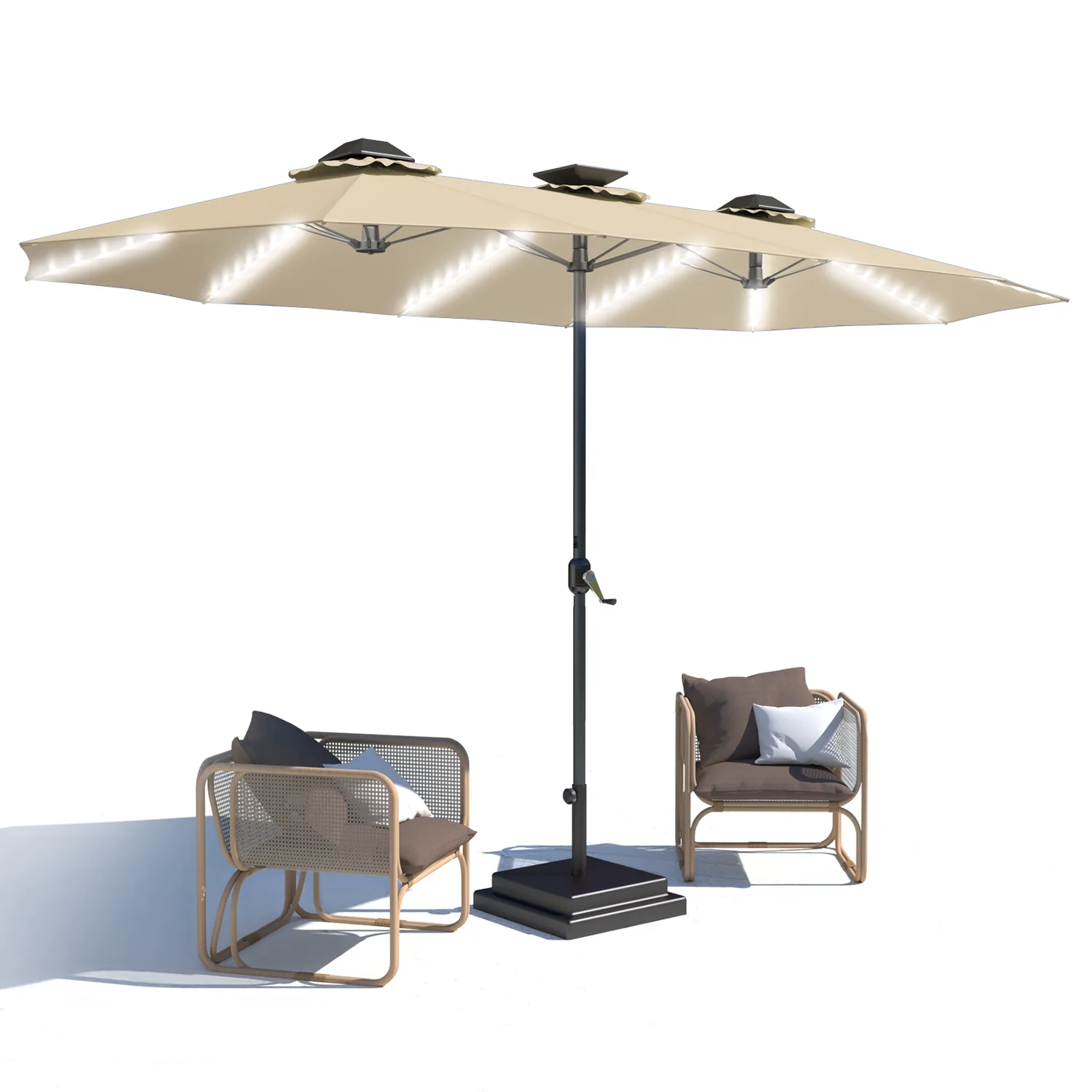 YODOLLA · YODOLLA 15ft Solar Patio Umbrella, Beige
