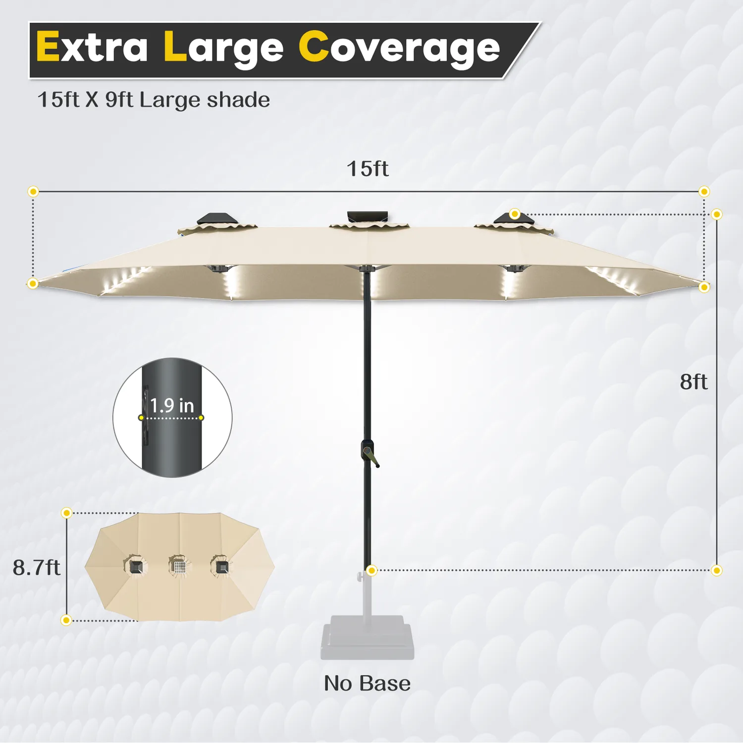 YODOLLA · YODOLLA 15ft Solar Patio Umbrella, Beige