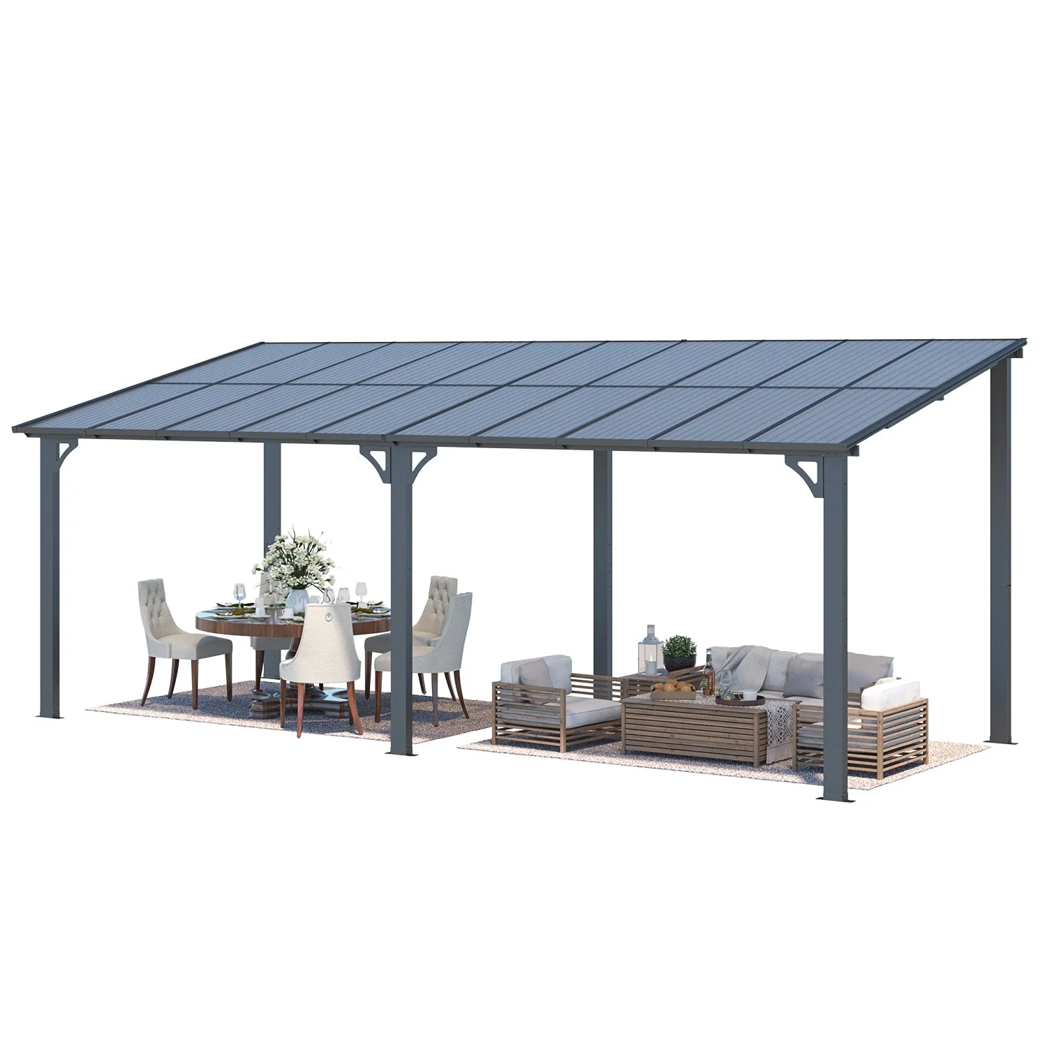YODOLLA 20' x 8' Gazebo Outdoor Pergola, Dark Grey — view 2
