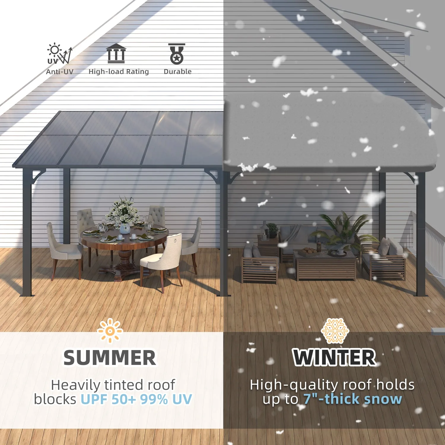 YODOLLA 20' x 8' Gazebo Outdoor Pergola, Dark Grey — view 6