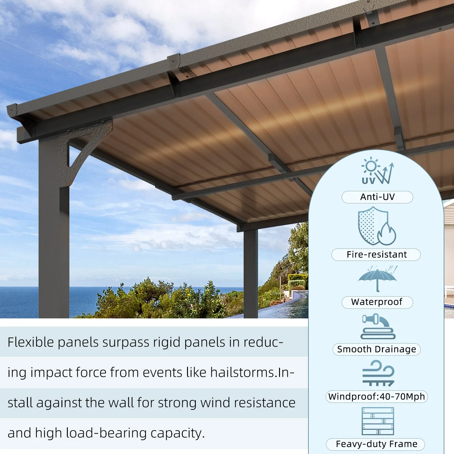 YODOLLA 20' x 8' Gazebo Outdoor Pergola, Dark Grey — view 8