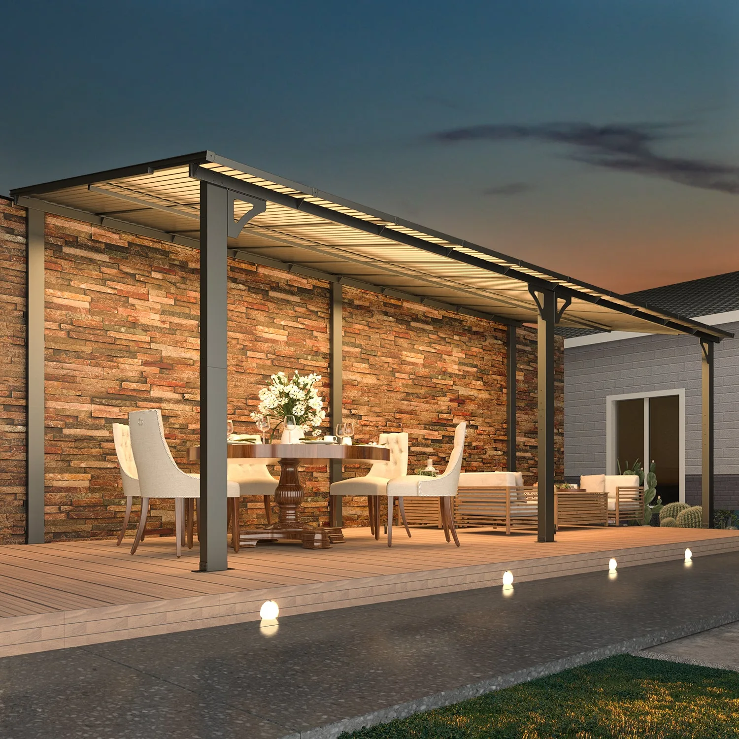 YODOLLA 20' x 8' Gazebo Outdoor Pergola, Dark Grey — view 9